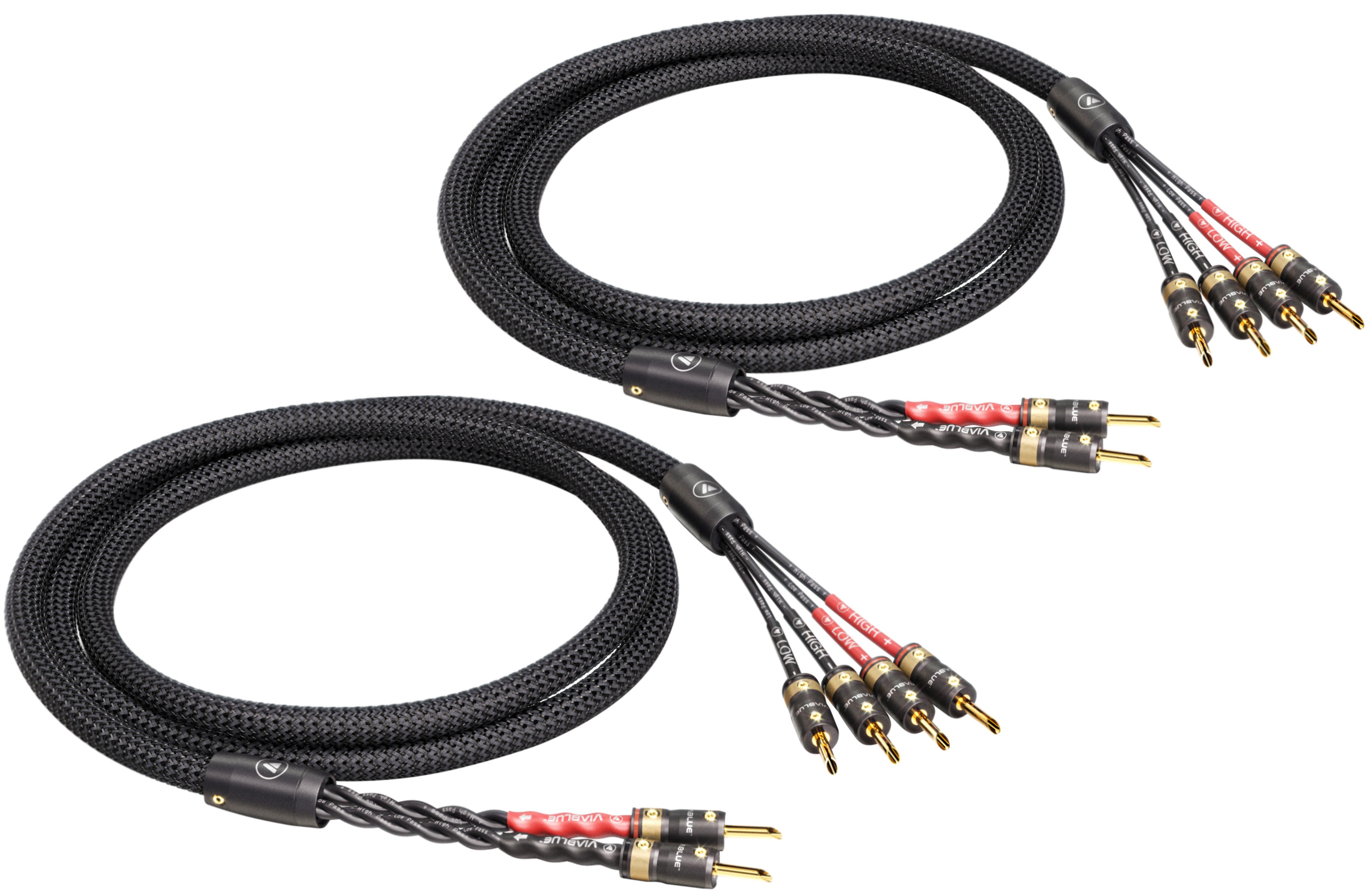VIABLUE SC-4 Bi-Wiring Speaker Cables Silver/Tin Plated OFC Copper 2.5m Black (Pair)