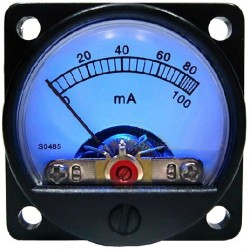 TEK Vumétre Rond Ampèremètre bleu 60/100mA Ø 34 mm