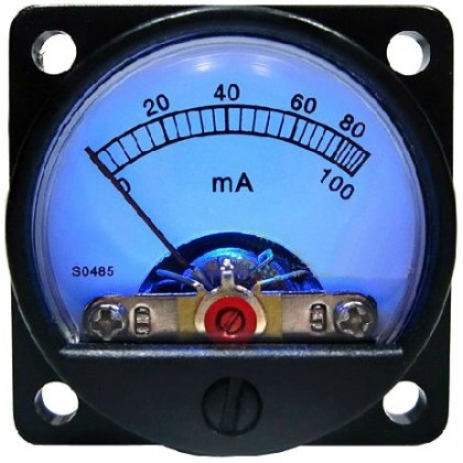 TEK Vumétre Rond Ampèremètre bleu 60/100mA Ø 34 mm