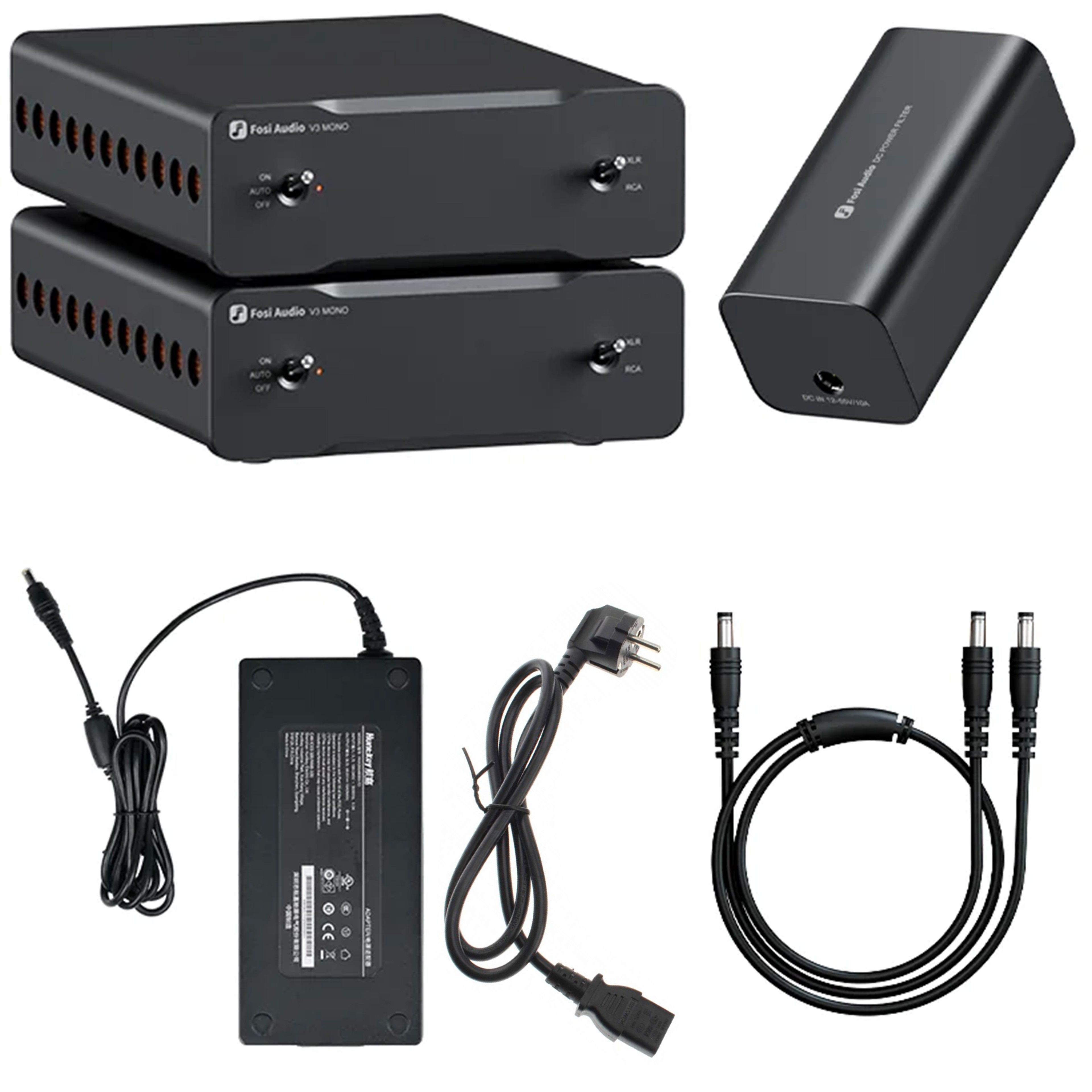 FOSI AUDIO V3 MONO COMBO Pack 2x V3 Mono Amplifier + Power Noise Filter + Power Adapter 48V DC 10A