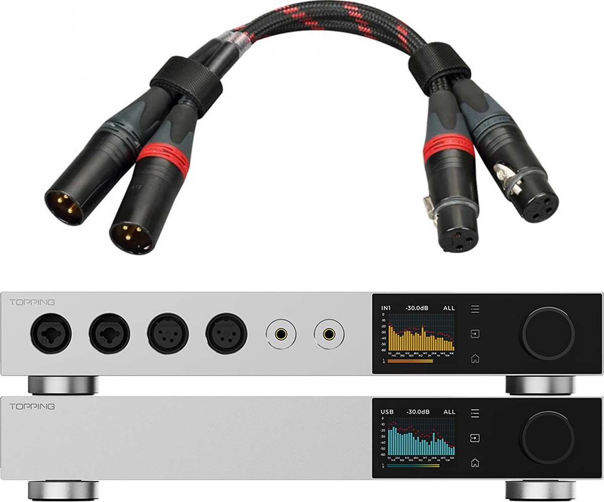 Pack Topping DAC D900 + Amplificateur Casque / Préamplificateur A900 + Câbles XLR TCX1 25cm