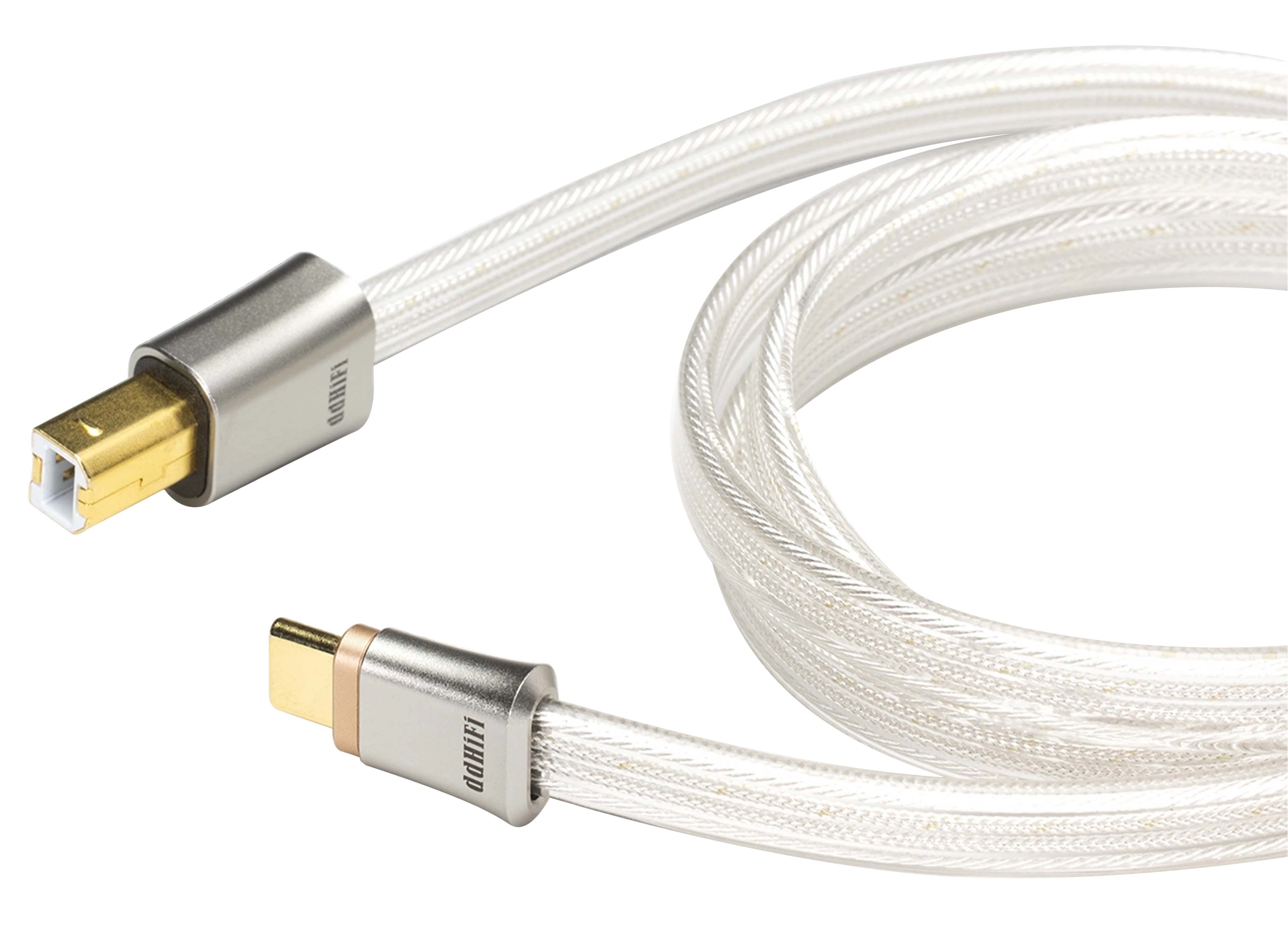 DDHIFI TC19BC COMET USB-B to USB-C OTG Cable Pure Silver Shielded 95cm