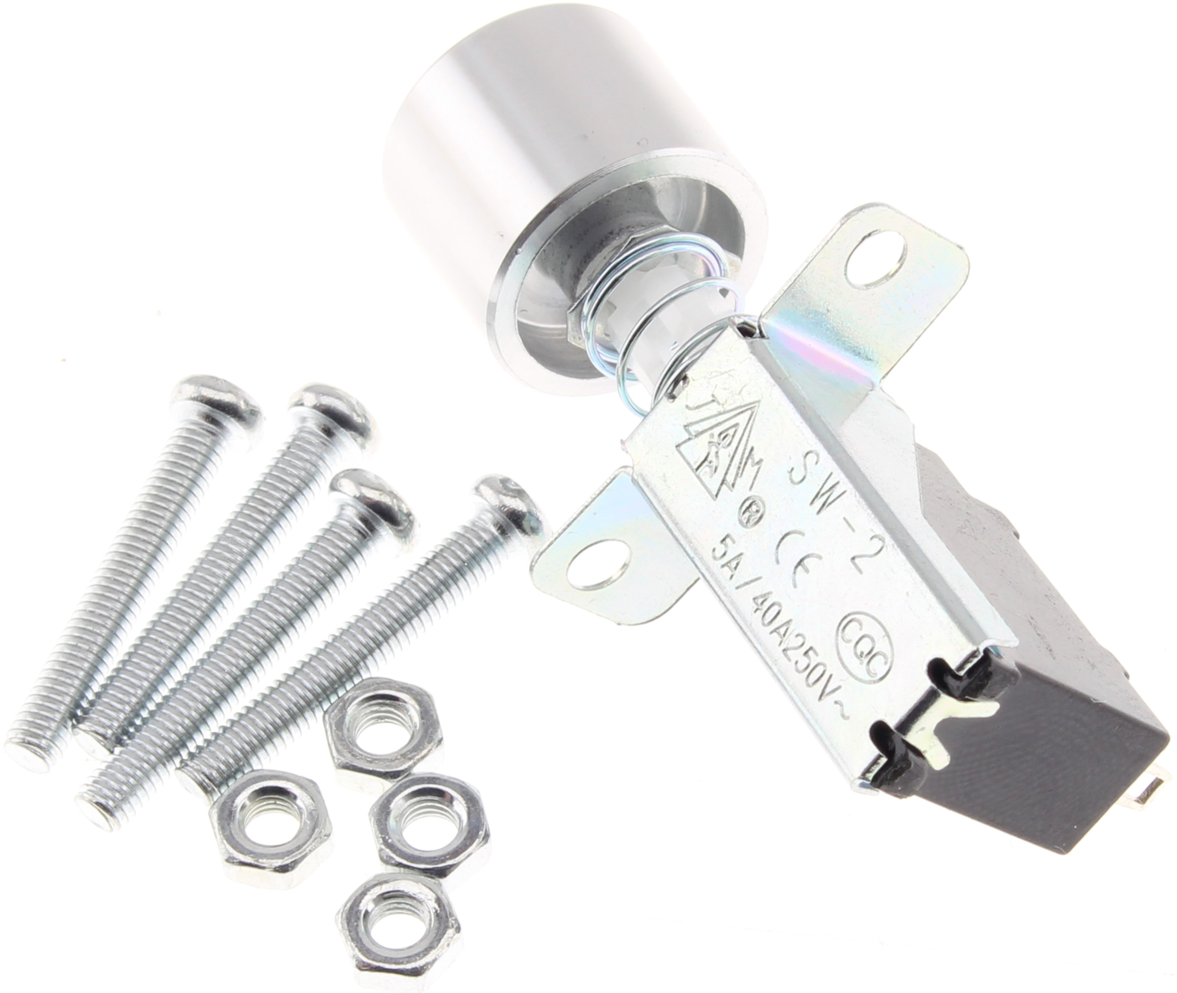 2 Poles 2 Positions Push Button 250V 5A Ø15.5mm Silver