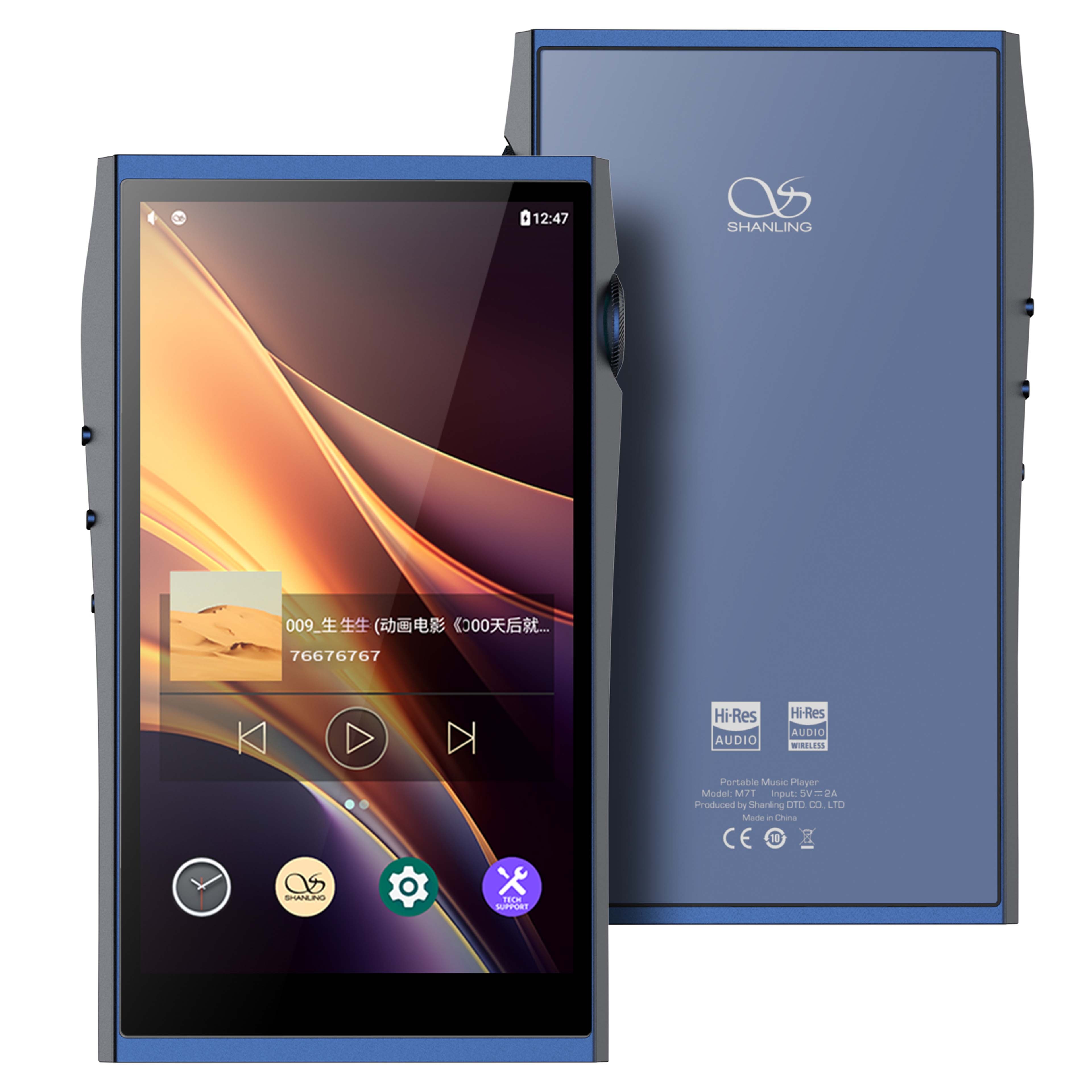 SHANLING M7T Digital Audio Player DAP Snapdragon 665 2x AK4498EX Bluetooth WiFi 32-bit 768kHz DSD1024 Android Blue