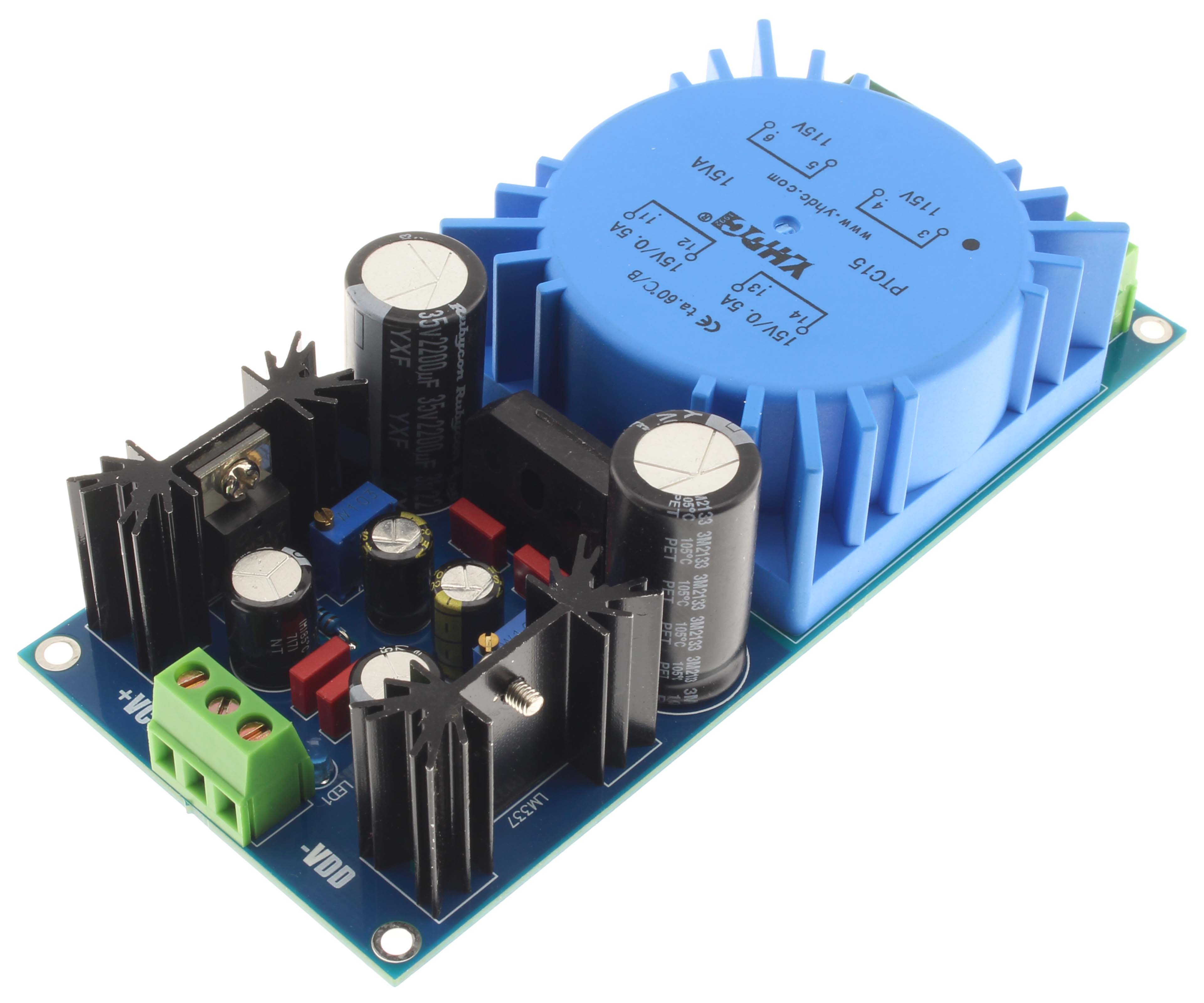 Linear Power supply Module regulated DC +/- LM317T / LM337 1.25V / 18V 0.5A