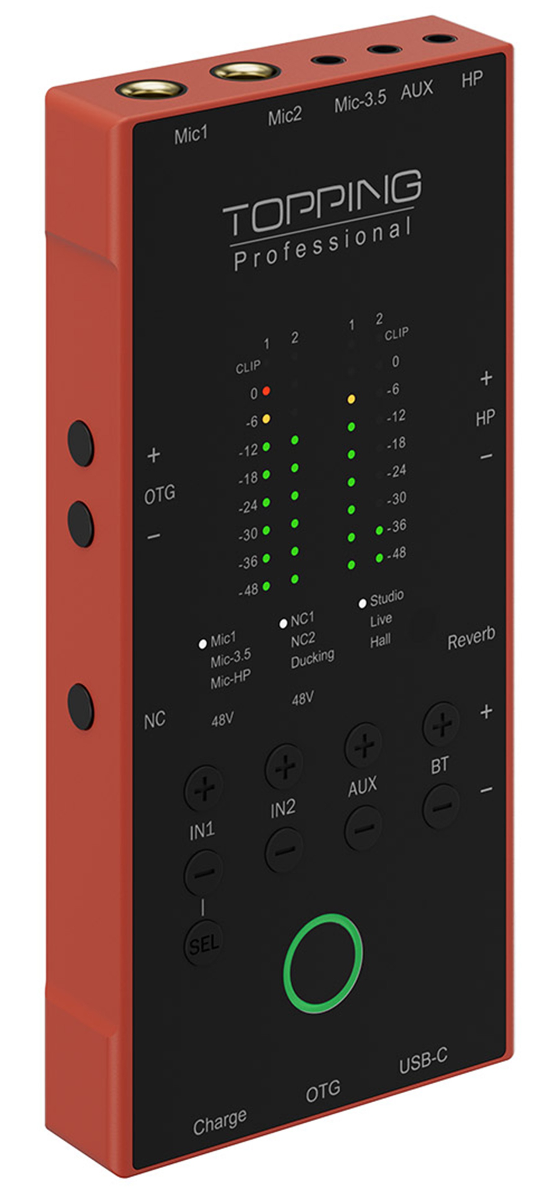 TOPPING PROFESSIONAL M62 Interface Audio USB Portable Bluetooth 4 Entrées 1 Sortie 24bit 96kHz Rouge