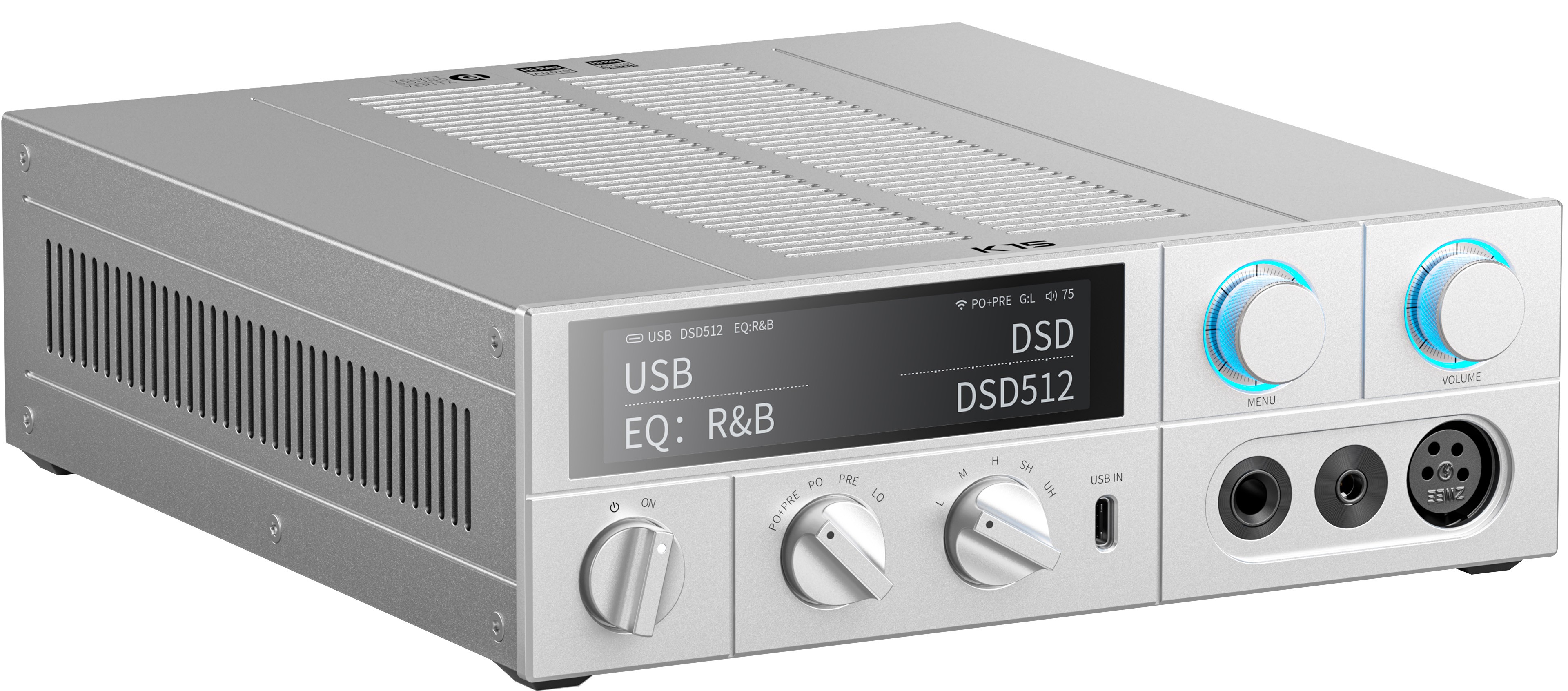 FIIO K15 DAC AK4497SVQ Headphone Amplifier Class AB Streamer AirPlay Roon Ready 32bit 768kHz DSD512 Silver