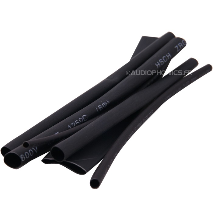 Gaines Thermorétractables 2:1 Ø1.5-13mm Noir 10cm (Set x100)