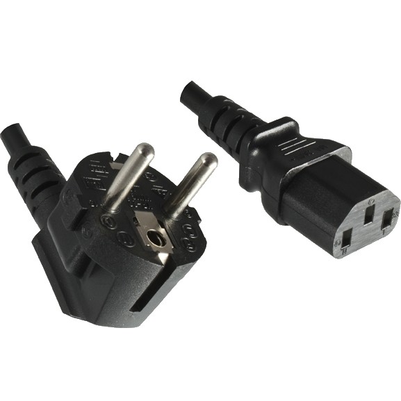 Standard Power Cable IEC C13 to Male Angled Schuko 3x1.5mm² 1.5m