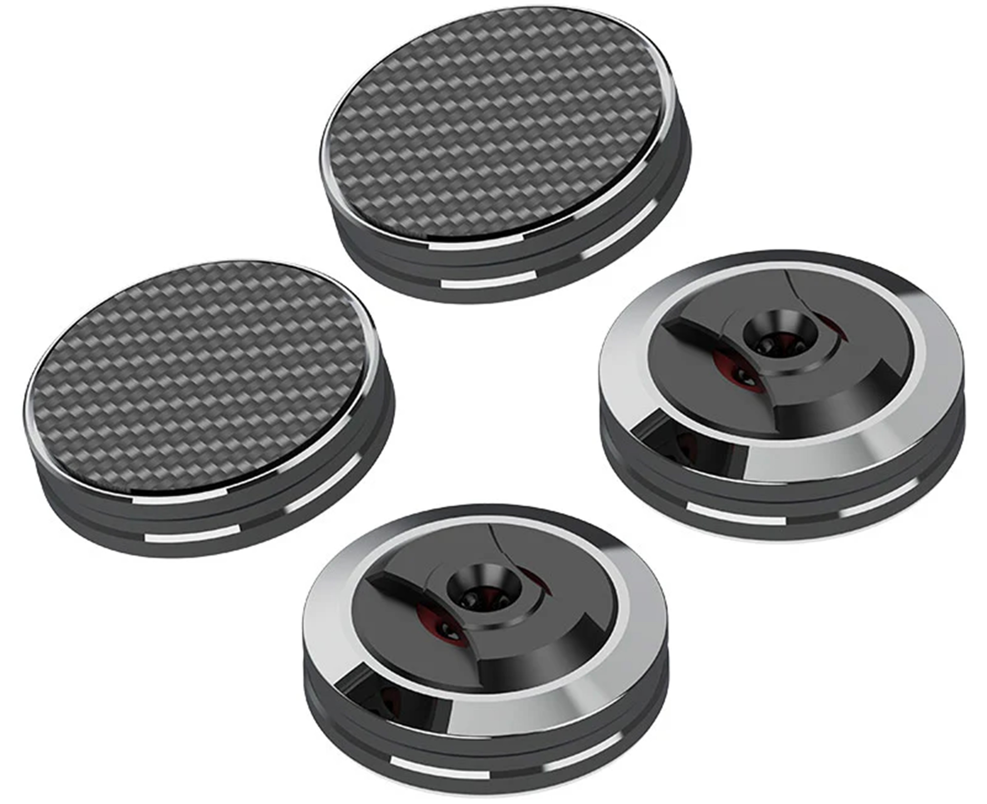 AUDIO BASTION X-PAD REF CARBON FIBER Contrepointes Aluminium Acier Inoxydable Ø48mm (Set x4)