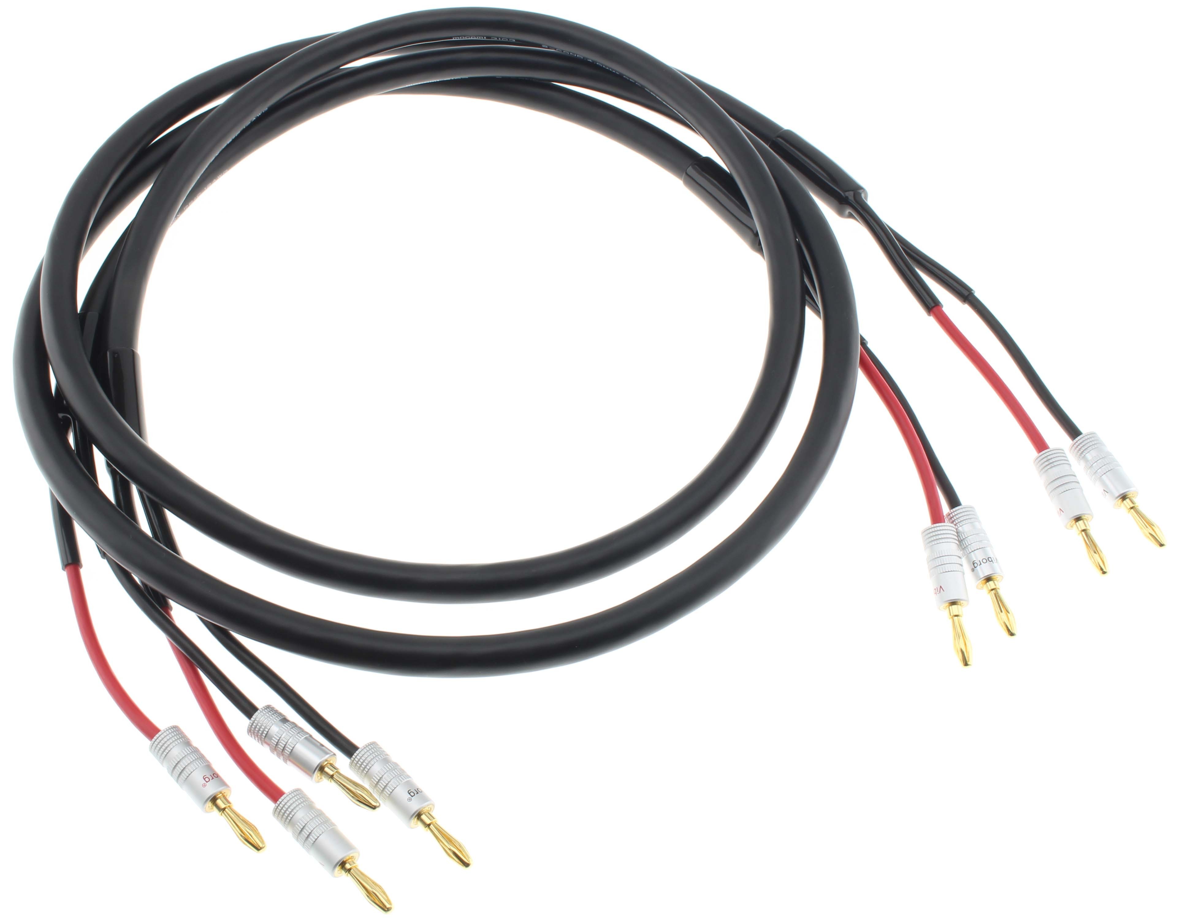 AUDIOPHONICS WIRE Câbles d'Enceintes Mogami 3103 Bananes Viborg Cuivre OFC 2x 4mm² 1.5m (La paire)