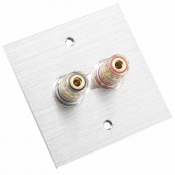 XANGSANE Aluminum Wall Plate with 2 Gold-Plated Speakers Terminals 86x86mm
