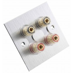 XANGSANE Aluminum Wall Plate with 4 Gold-Plated Speakers Terminals 86x86mm