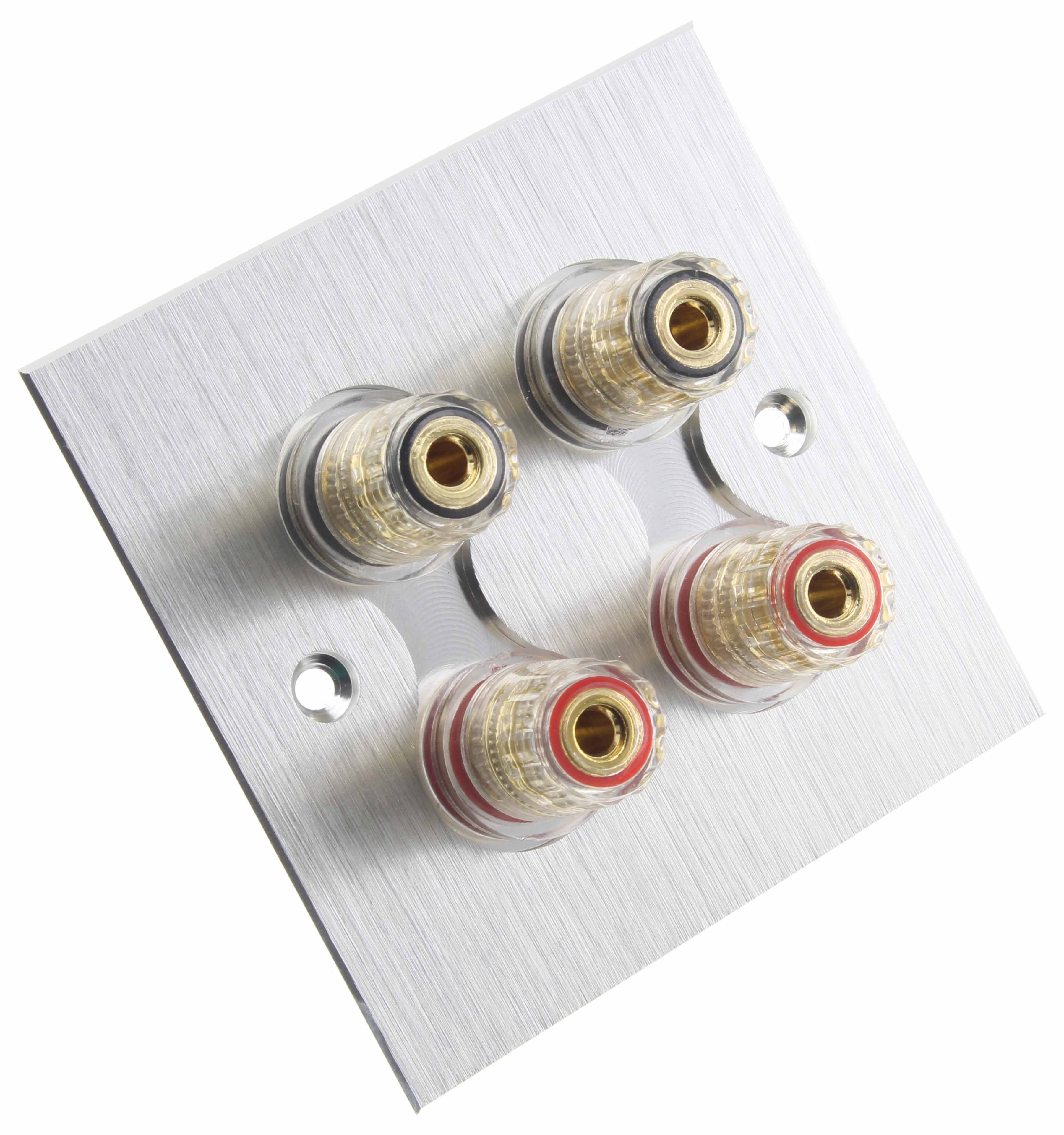 XANGSANE Dual Terminal Block Wall Plate for Speakers Gold Plated 86x86mm