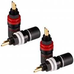 ETI LINK BINDING POST Borniers Haut-Parleurs Cuivre Tellure Plaqué Or (Set x4)