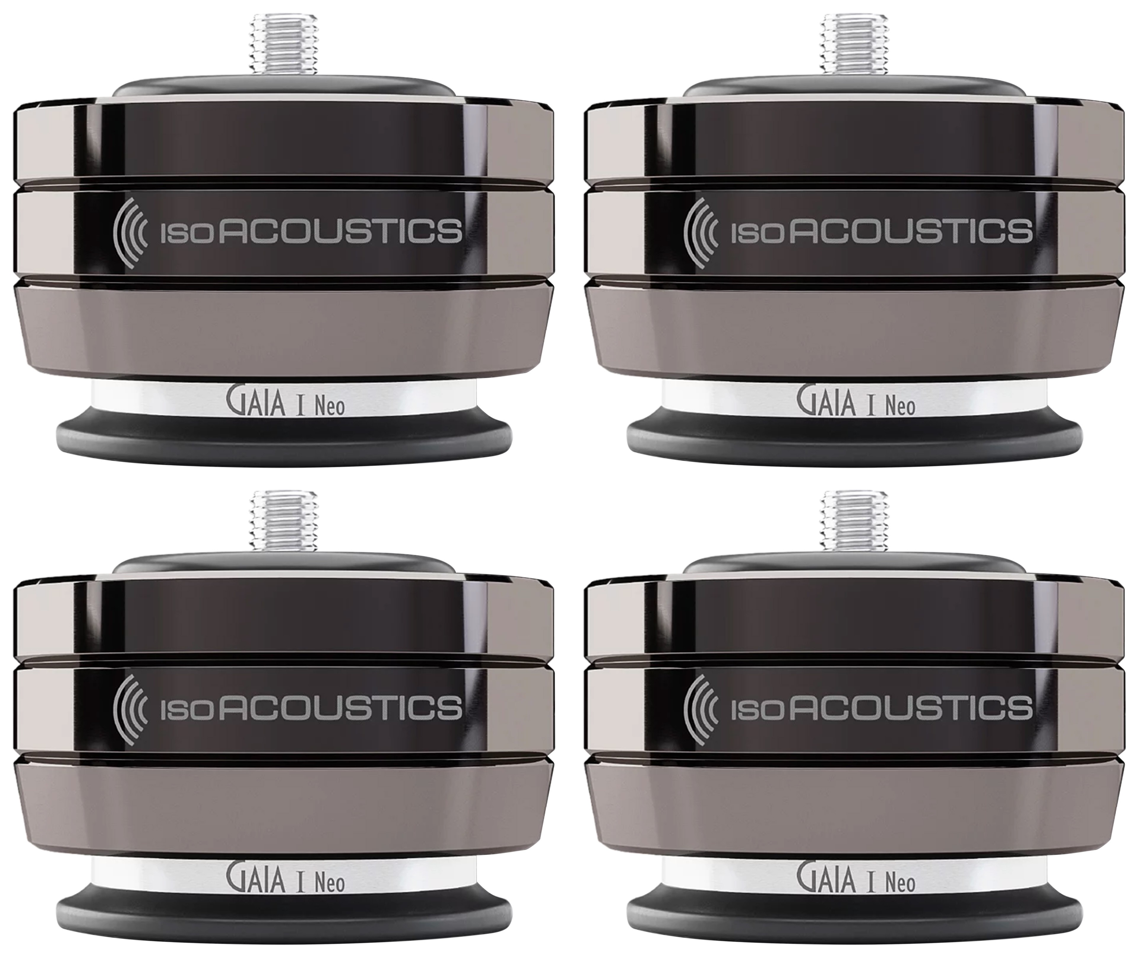 ISOACOUSTICS GAIA I NEO Absorbeurs de Vibrations 100kg Ø77 x 52mm Chrome Foncé (set x4)
