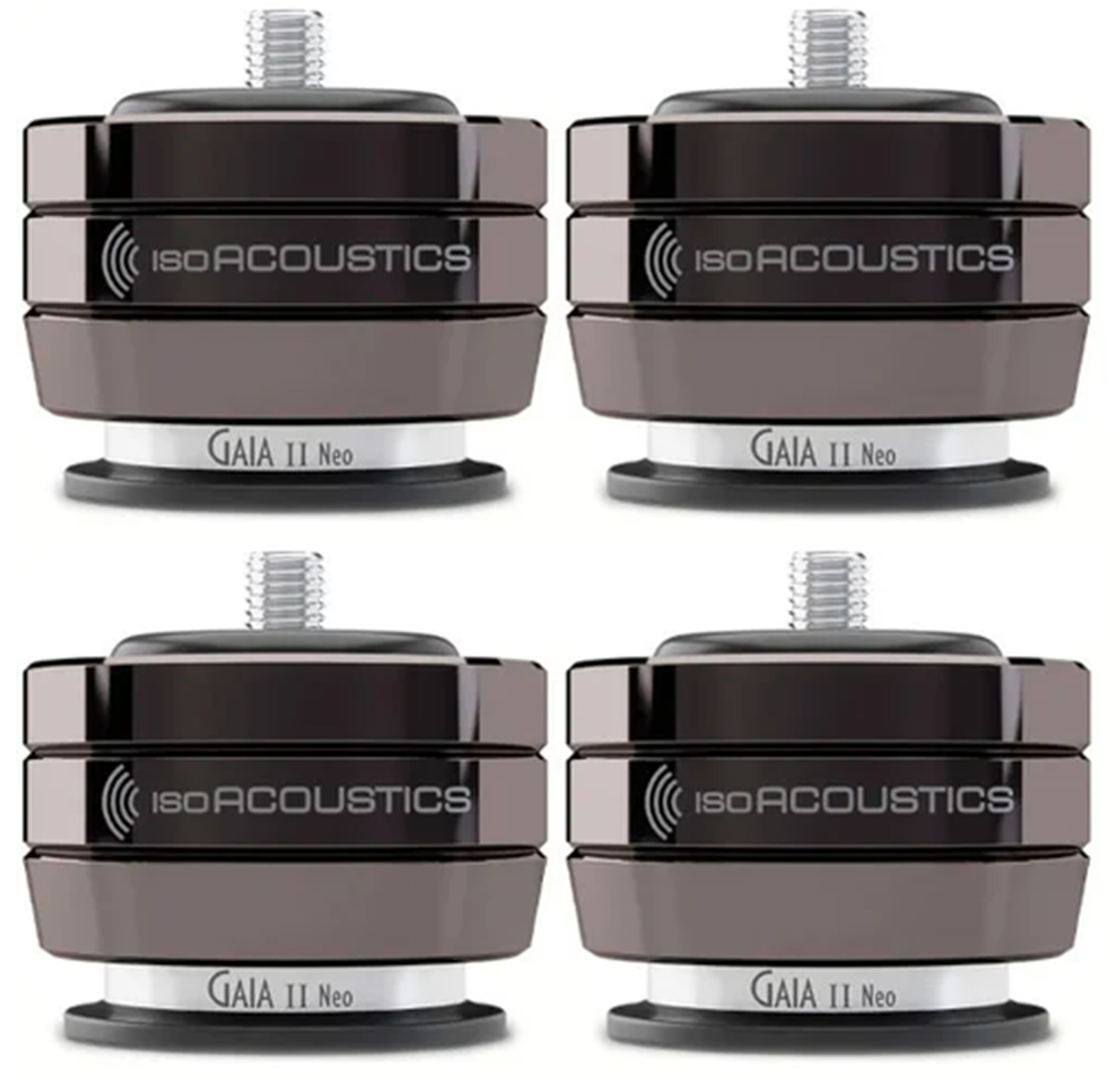 ISOACOUSTICS GAIA II NEO Absorbeurs de Vibrations 55kg Ø65 x 50mm Chrome Foncé (set x4)