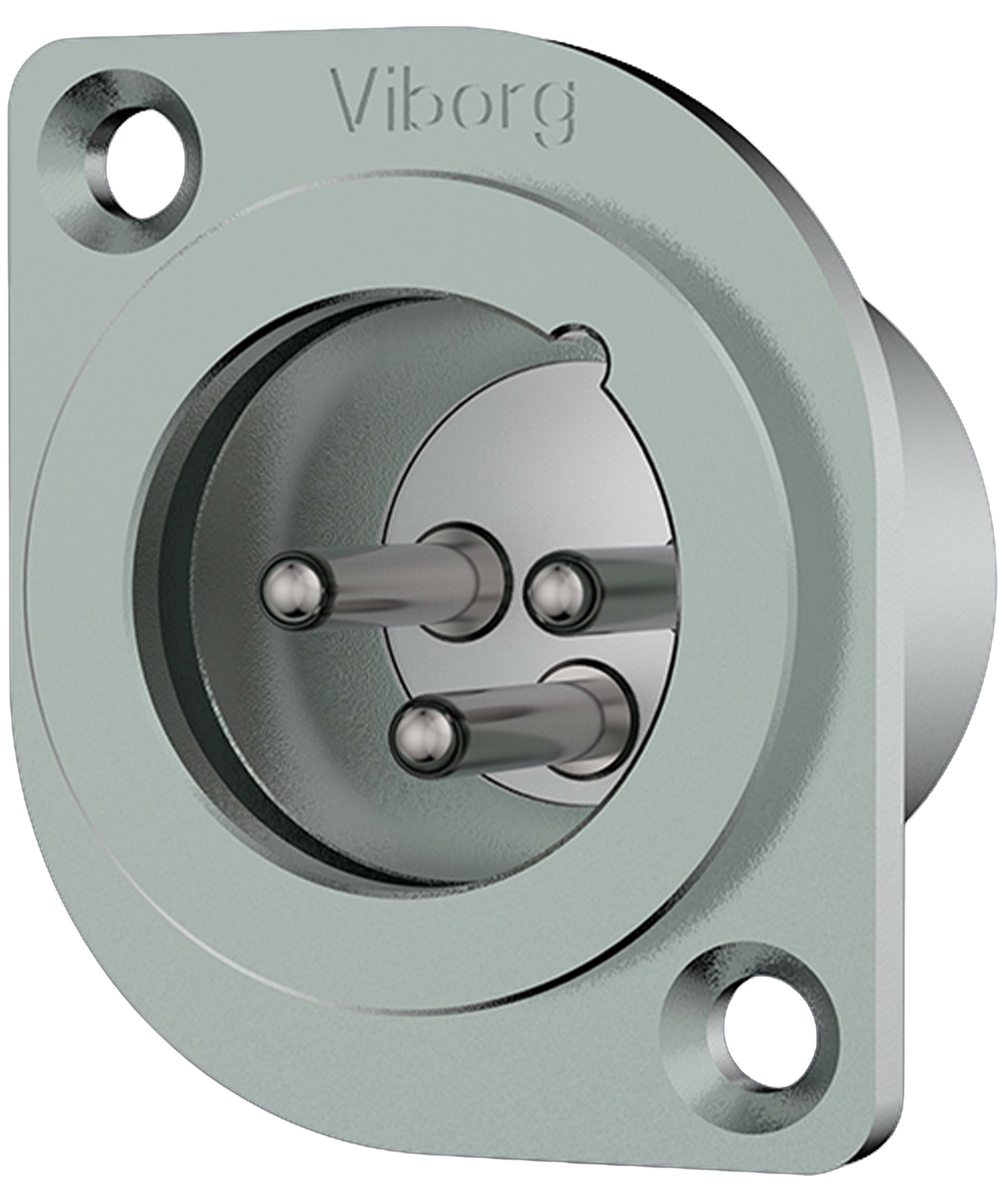 VIBORG CM201 (R) Embase XLR Mâle 3 Pôles Cuivre Pur Plaqué Argent / Rhodium (Unité)