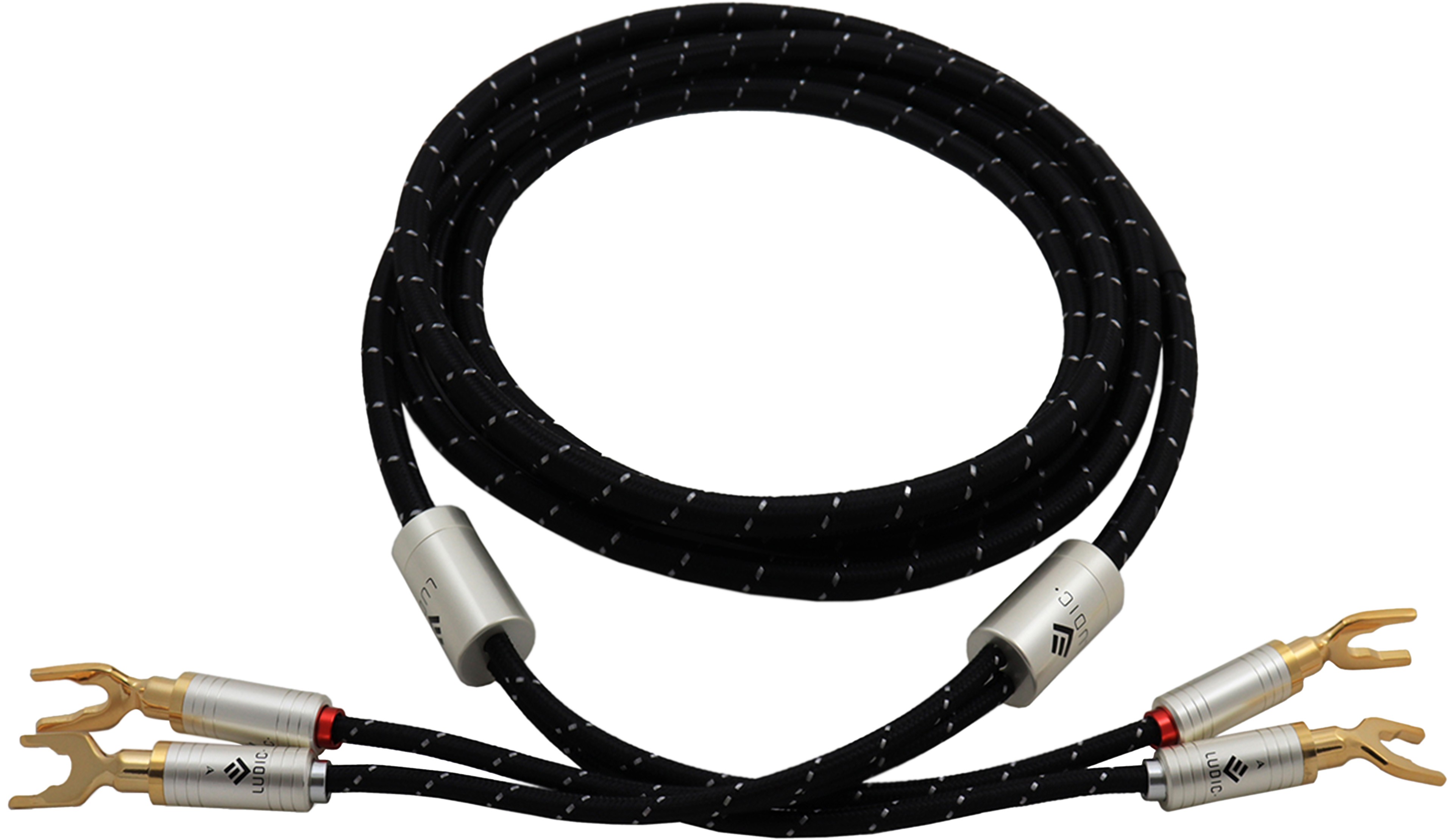 LUDIC ORPHEUS Câble d'Enceintes Bananes / Fourches Cuivre OCC 2x2.29mm² 3m (La paire)