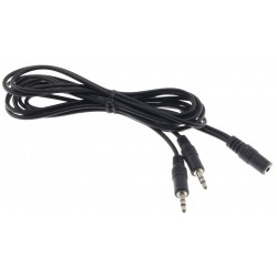 Y-Splitter Jack Cable Female 3.5mm Jack to 2x Male 3.5mm Jacks 1.5m