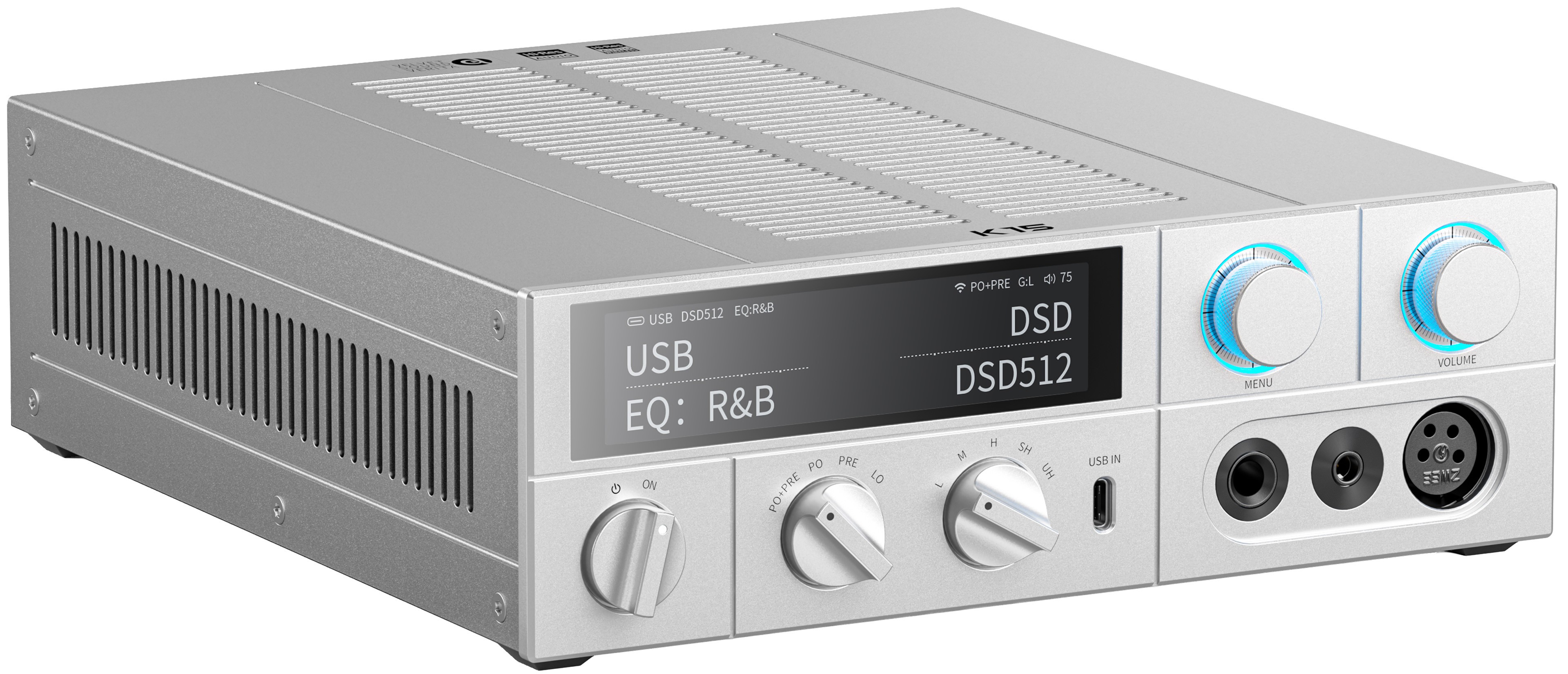 FIIO K17 DAC Headphone Amplifier 2x AK4499EQ WiFi Roon AirPlay Bluetooth 5.4 aptX LDAC 32bit 768kHz DSD512 Silver