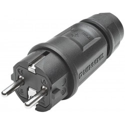 Mennekes SCHUKO, 2-pole , plastic-, screw-type-male connector, nickel plated contact(s), straight, max. 2,5 mm², black 