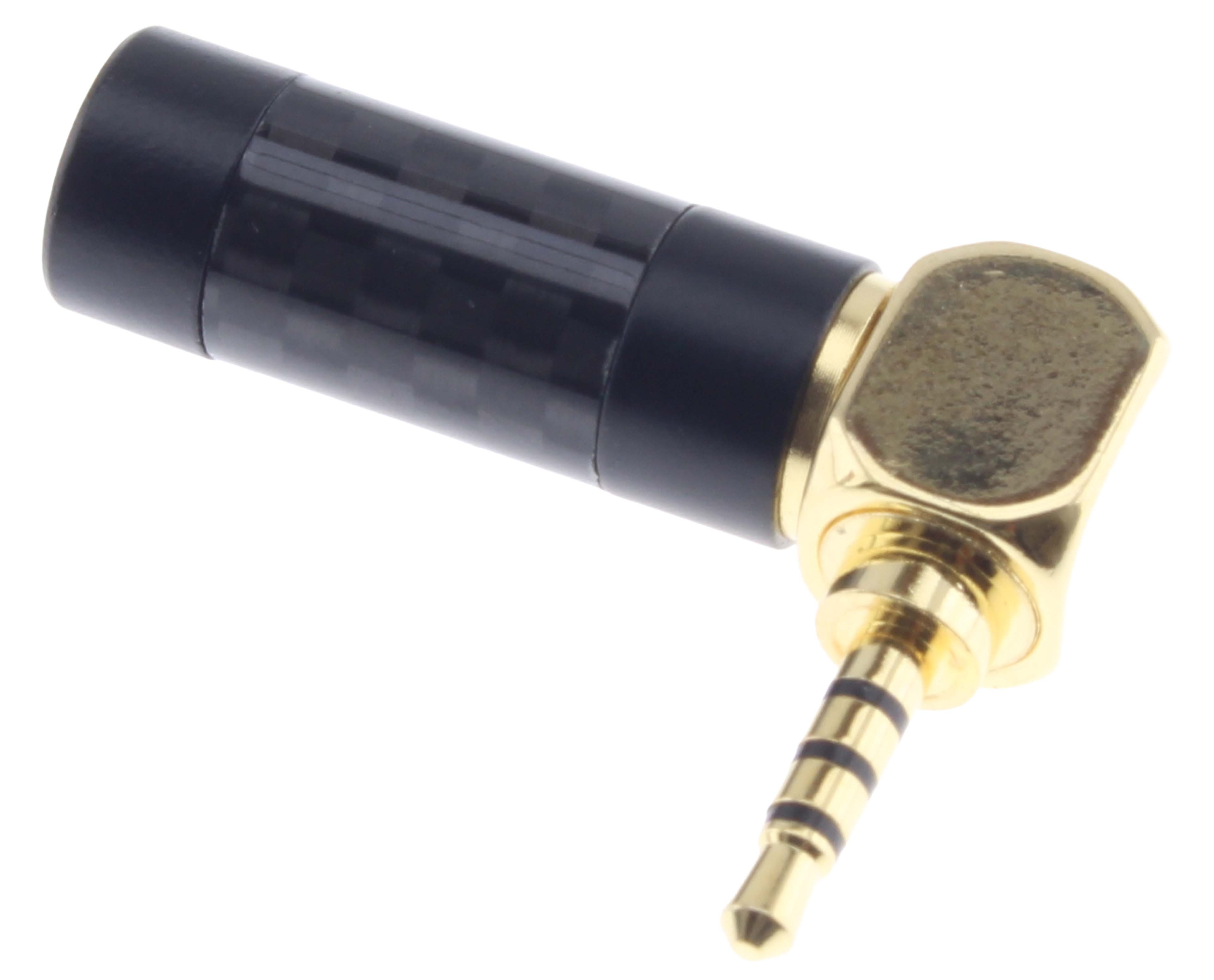 Connecteur Jack 2.5mm TRRS Mâle Coudé Plaqué Or 24k Ø6mm (Unité)