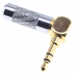 Connecteur Jack 3.5mm TRS Mâle Coudé Plaqué Or 24k Ø6mm (Unité)