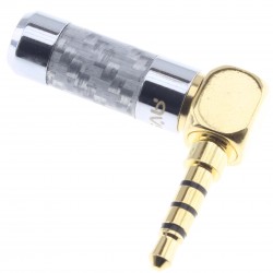 Connecteur Jack 3.5mm TRRS Mâle Coudé Plaqué Or 24k Ø6mm (Unité)