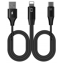 TOPPING PROFESSIONAL ACC1515 USB-A Male to USB-C Male to Lightning Male OTG Cable 2x1.5m