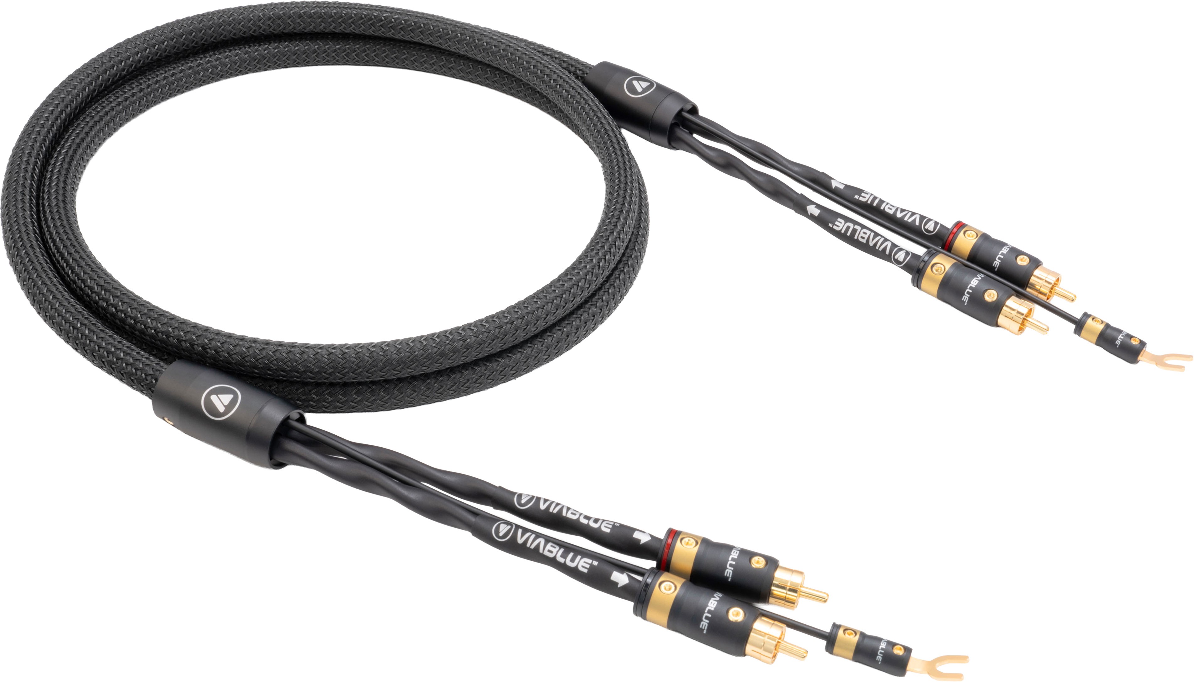 VIABLUE NF-S5 T8 Phono Cable RCA to RCA with Ground Wire Silver Plated OFC Copper 1m Black