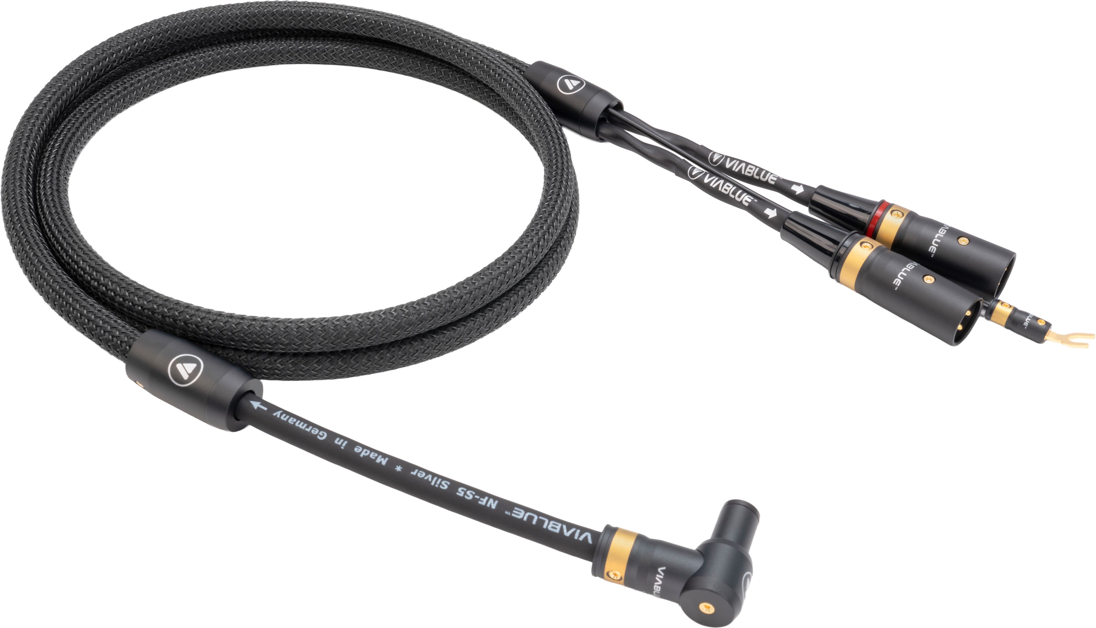 VIABLUE NF-S5 T8 Phono Cable DIN 5 Pin SME Angled to XLR with Ground Wire Silver Plated OFC Copper 1.5m Black