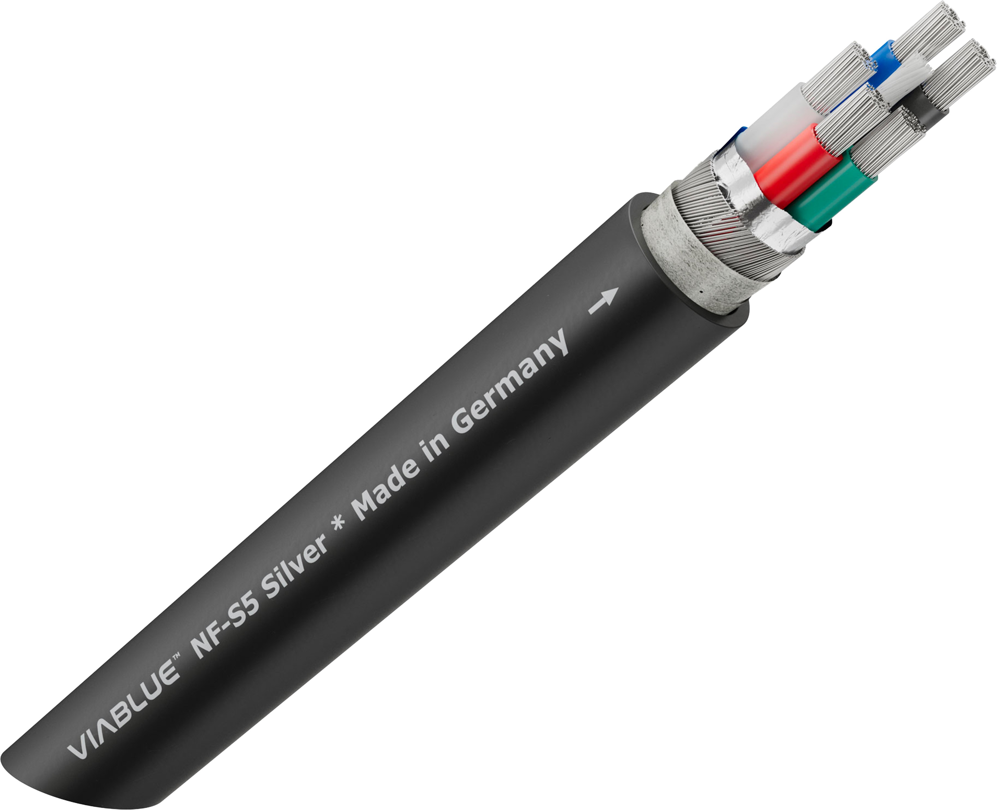 VIABLUE NF-S5 T8 Phono Cable Silver Plated OFC Copper 5x0.5mm² Ø9mm