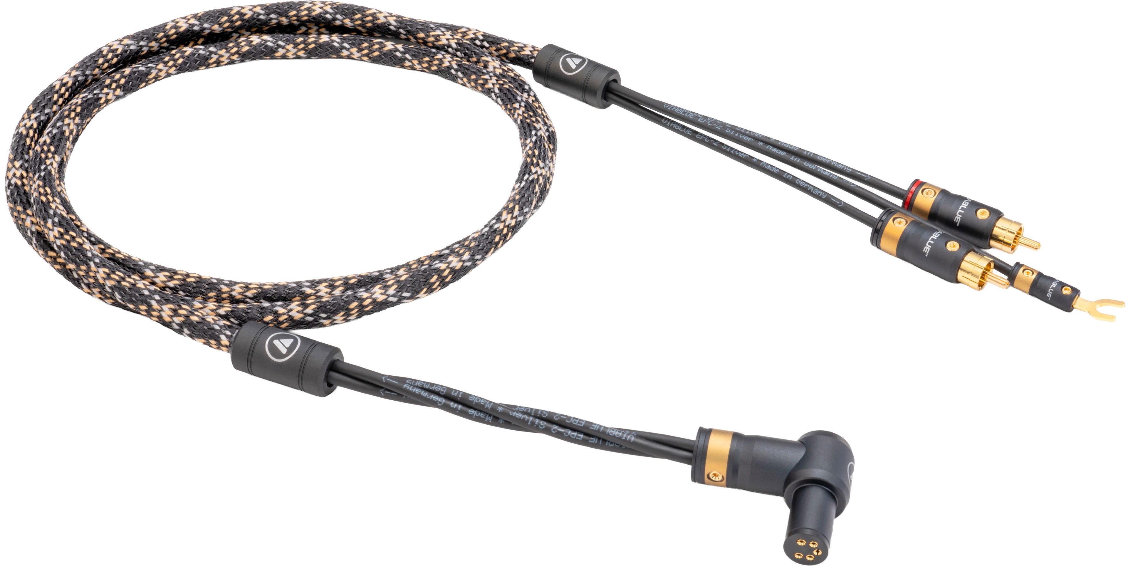 VIABLUE EPC-2 T8 DOWN Phono Cable DIN 5 Pin SME Angled to RCA with Ground Wire OFC Copper 1.5m Cobra