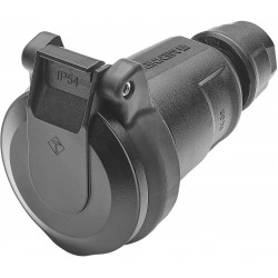 Mennekes SCHUKO, 2-pole , plastic-, screw-type-female connector, nickel plated contact(s), straight, max. 2,5 mm², black 