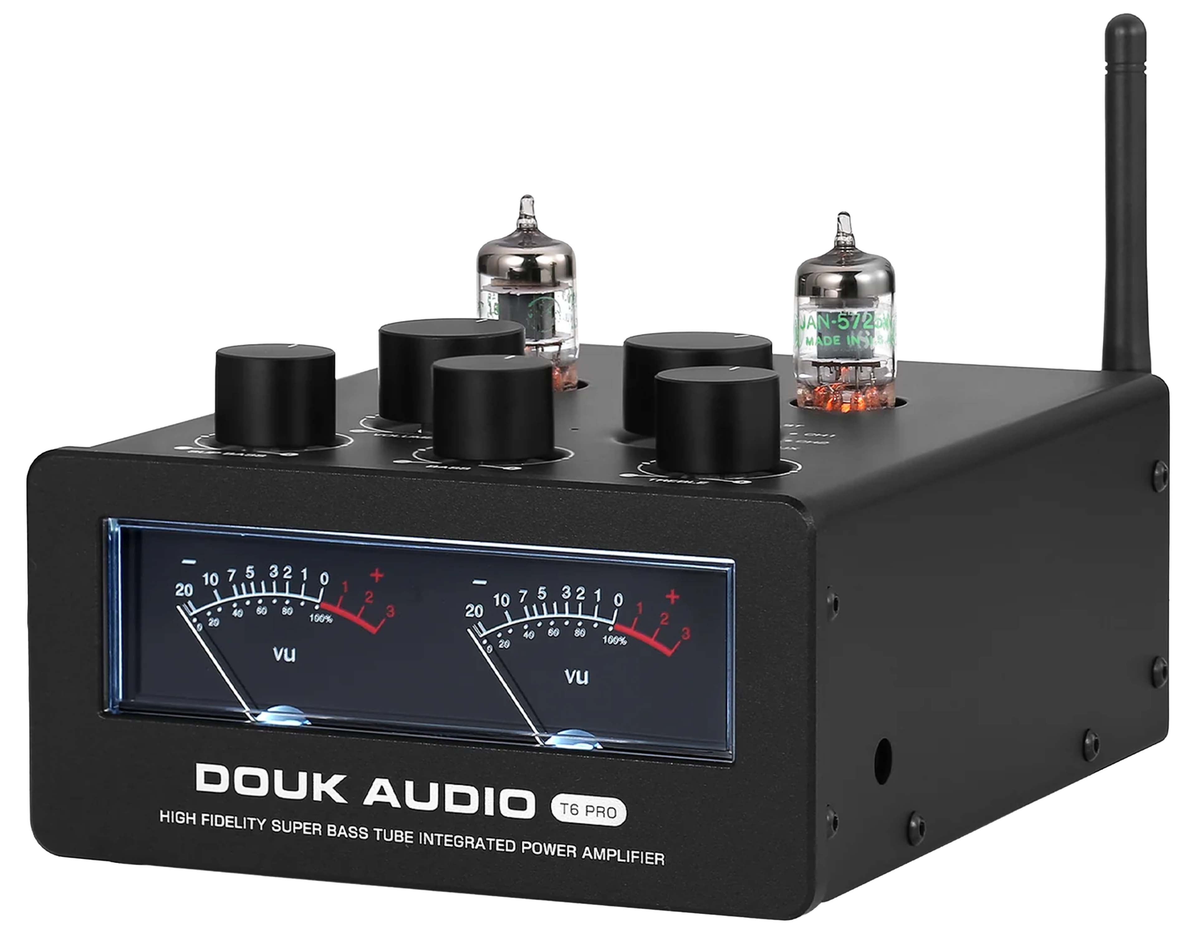 DOUK AUDIO T6PRO Hybrid Class D Amplifier TPA3255 JAN5725 Tube Bluetooth 5.1 aptX-HD LDAC 2x 250W 4 Ohms Black