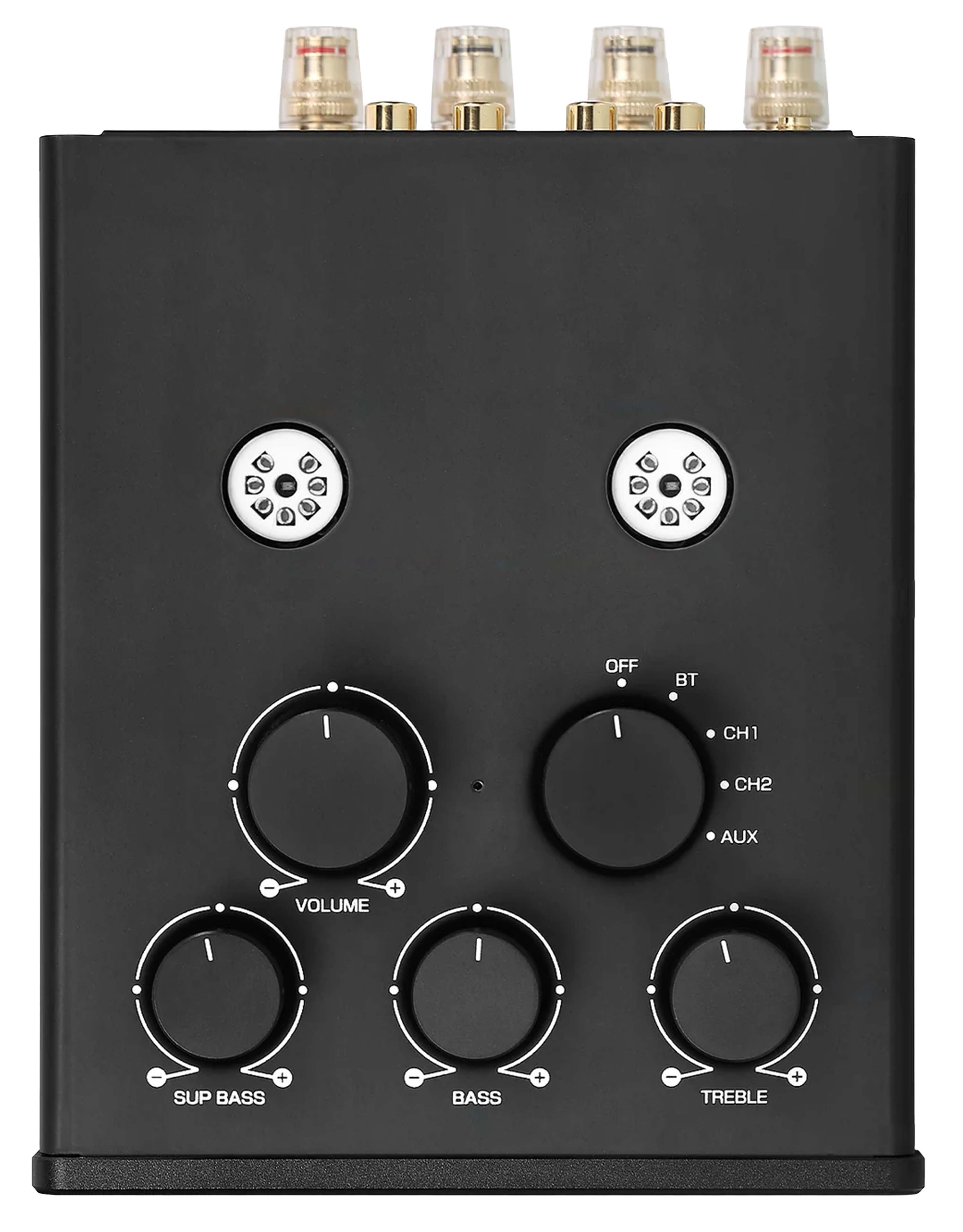 DOUK AUDIO T6PRO Amplificateur Hybride Class D TPA3255 Tube JAN5725 Bluetooth 5.1 aptX-HD LDAC 2x 250W 4 Ohms Jaune