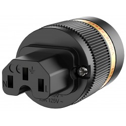 VIBORG VF501R Connecteur IEC C15 Cuivre Pur Plaqué Cuivre OFC / Argent / Rhodium Ø19mm Noir