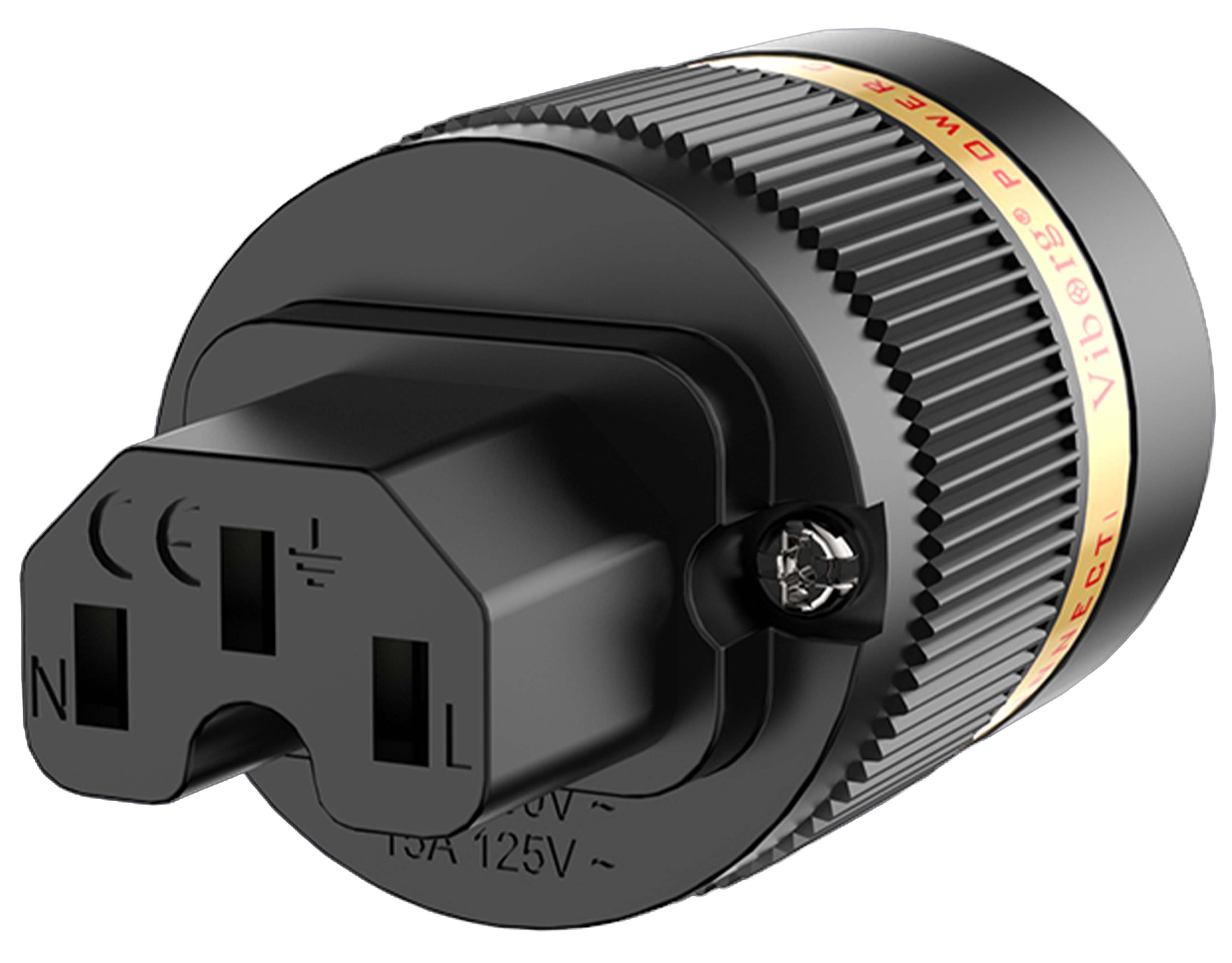 VIBORG VF501R IEC C15 Connector Pure Copper OFC Copper / Silver / Rhodium Plated Ø19mm Black
