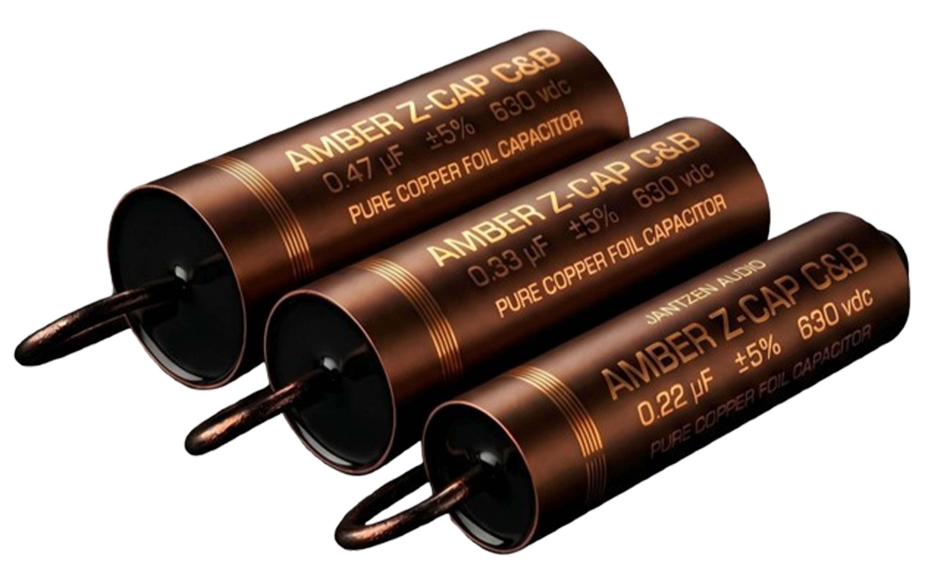 JANTZEN AUDIO AMBER Z-CAP C&B 001-7310 Pure Copper Foil Capacitor Axial 630V 0.33µF