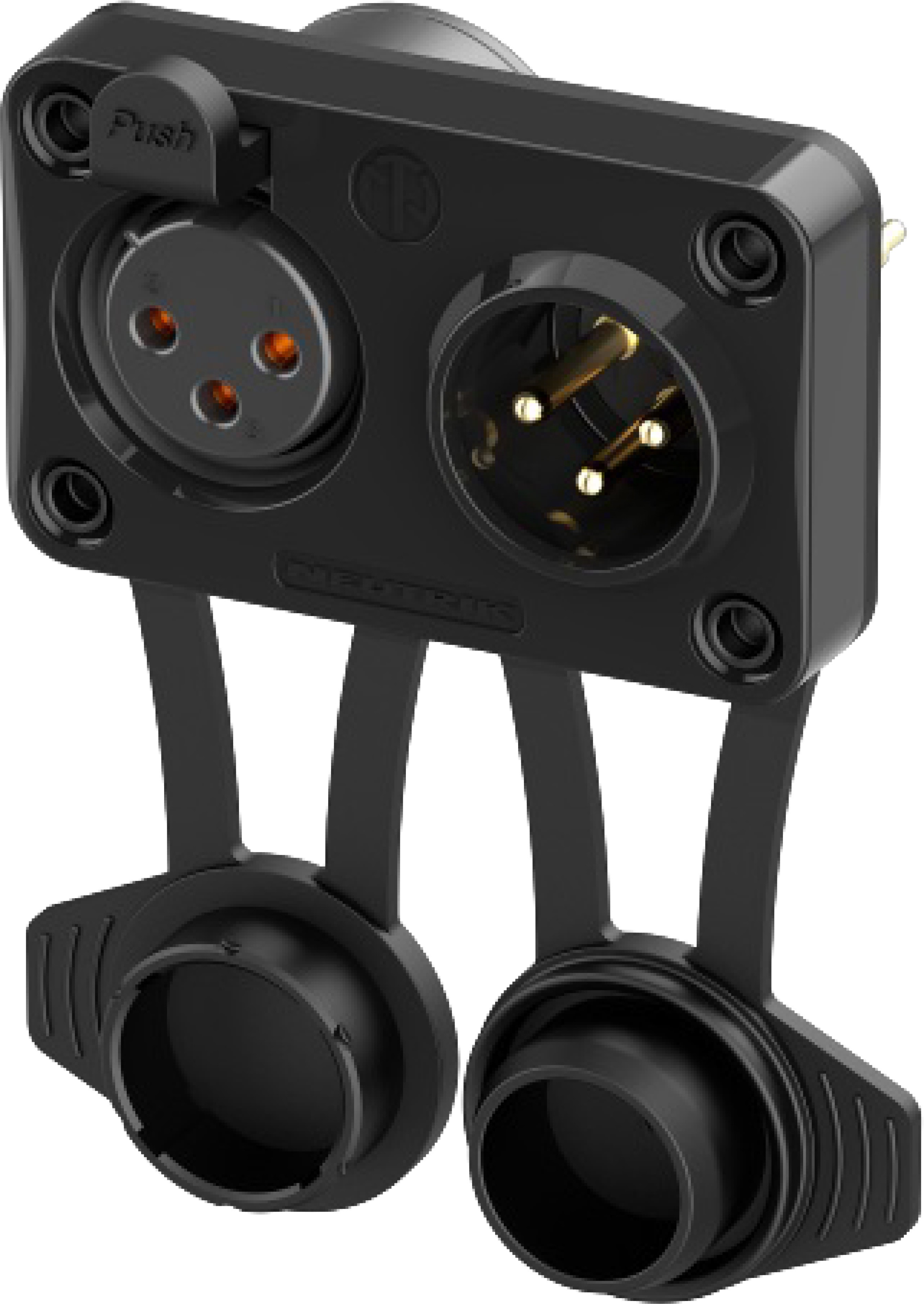 NEUTRIK NC3FM-TOP Connecteur XLR 3 Pôles Femelle + Mâle Plaqué Or pour Châssis