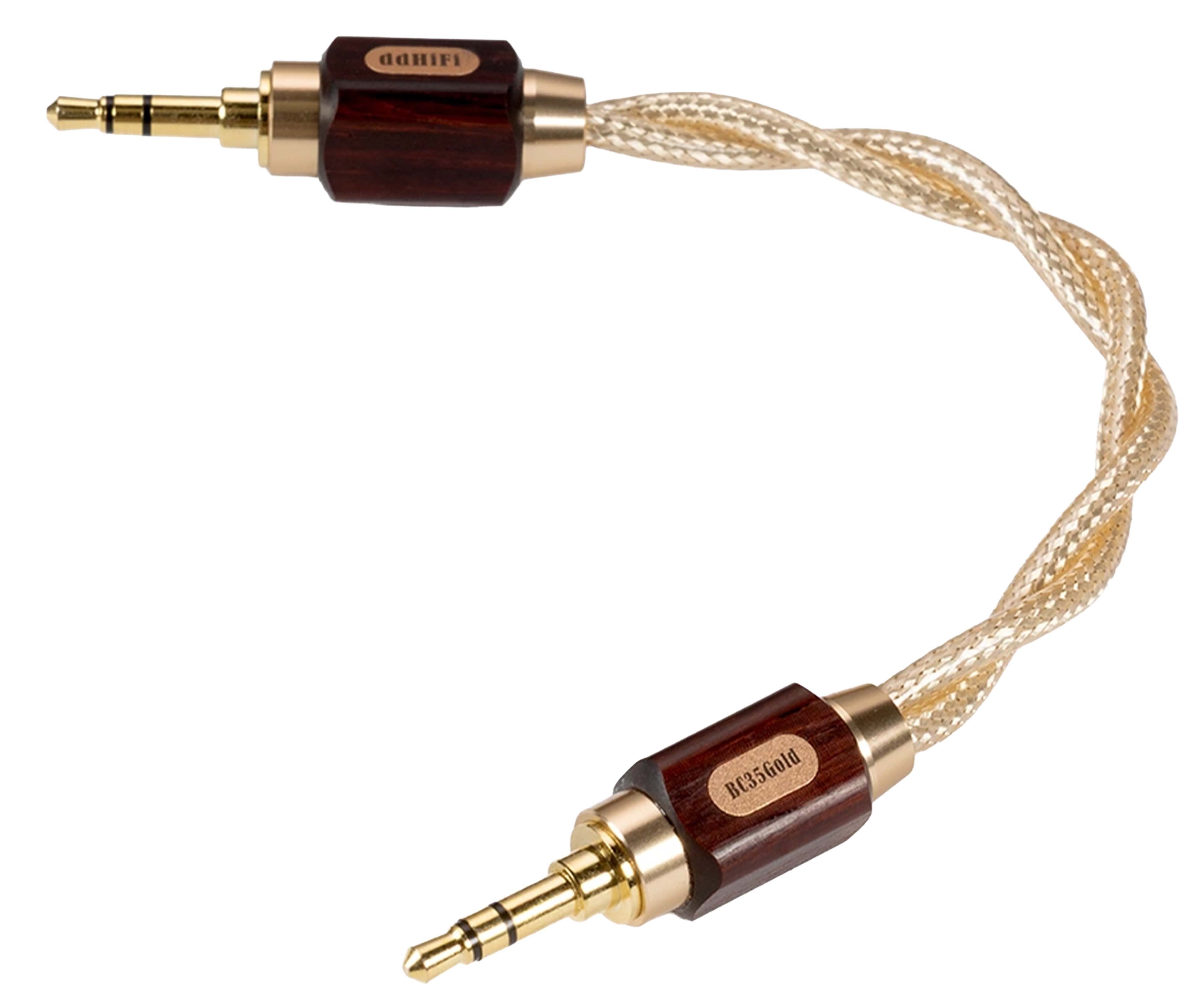 DDHIFI BC35GOLD Câble de Modulation Jack 3.5mm Stéréo TRS Blindé Plaqué Or 15cm
