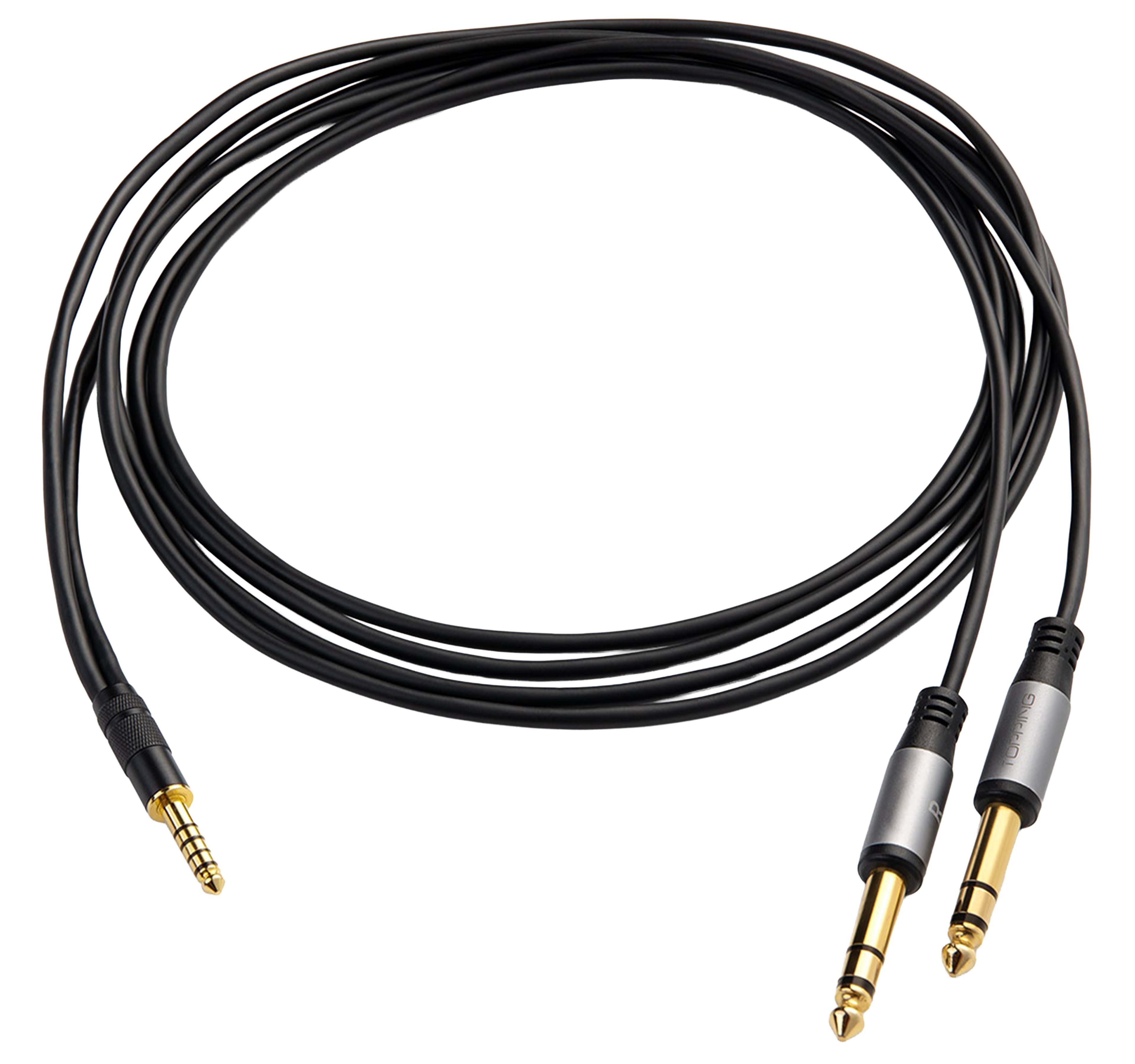 TOPPING B4T6-150 Balanced Interconnect Cable 4.4mm Jack to 2x 6.35mm Jack Shielded OFC Copper Gold Plated 1.5m