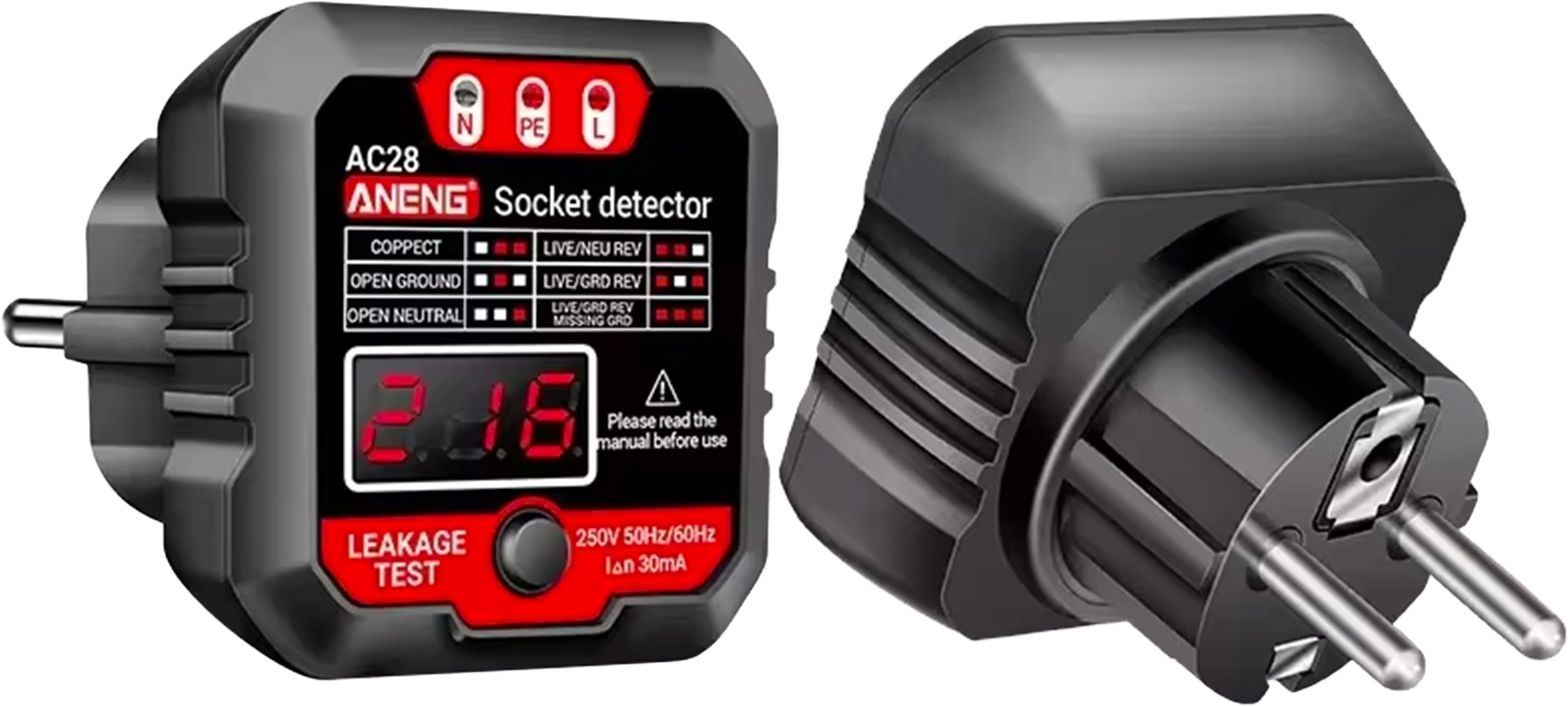 ANENG AC28 Testeur de Prise / Phase et de Sécurité Électrique 250V 50Hz/60Hz