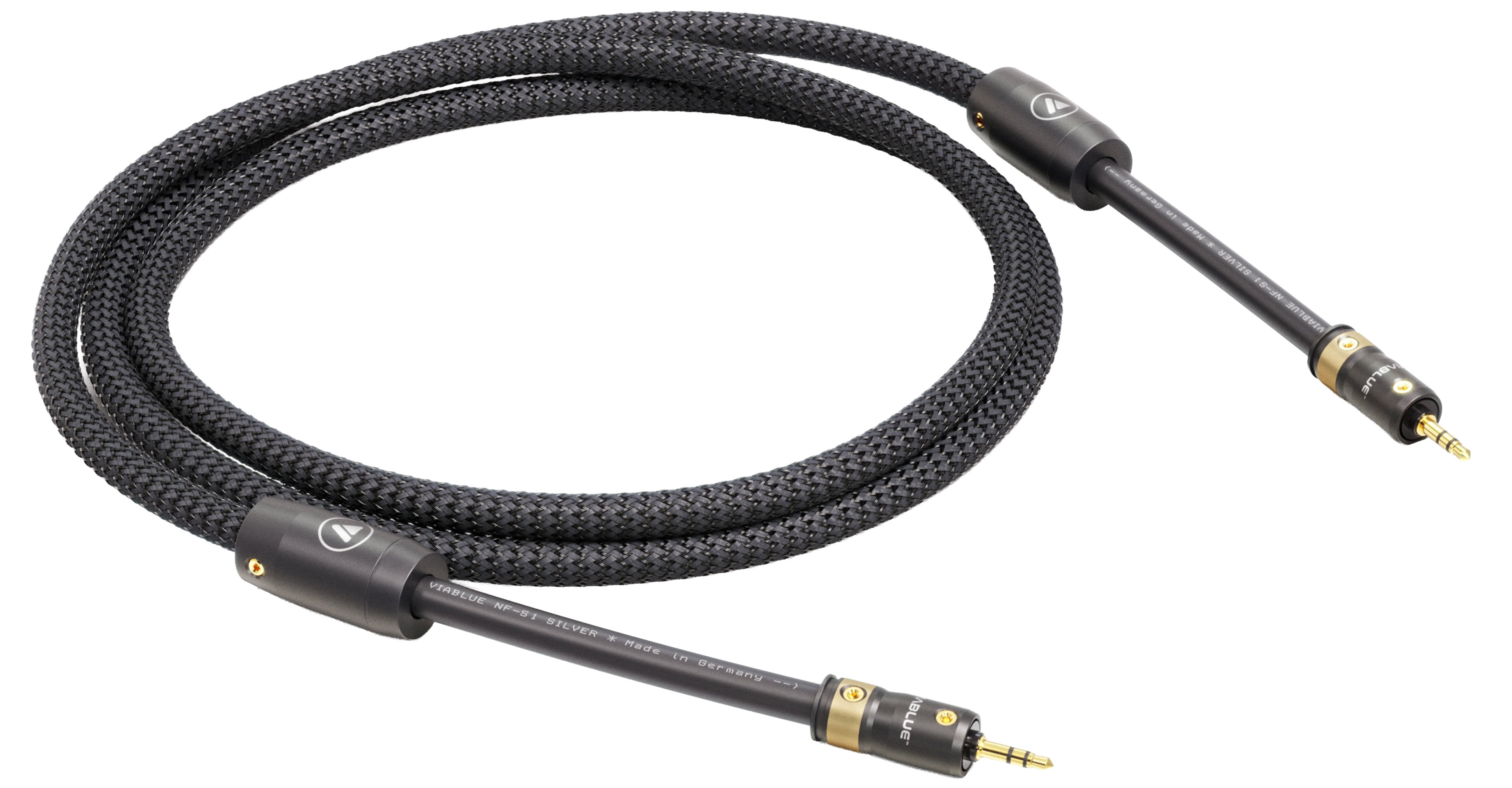 VIABLUE NF-S1 T8 Interconnect Cable Jack 3.5mm Stereo Male Shielded OFC Copper 2m Black