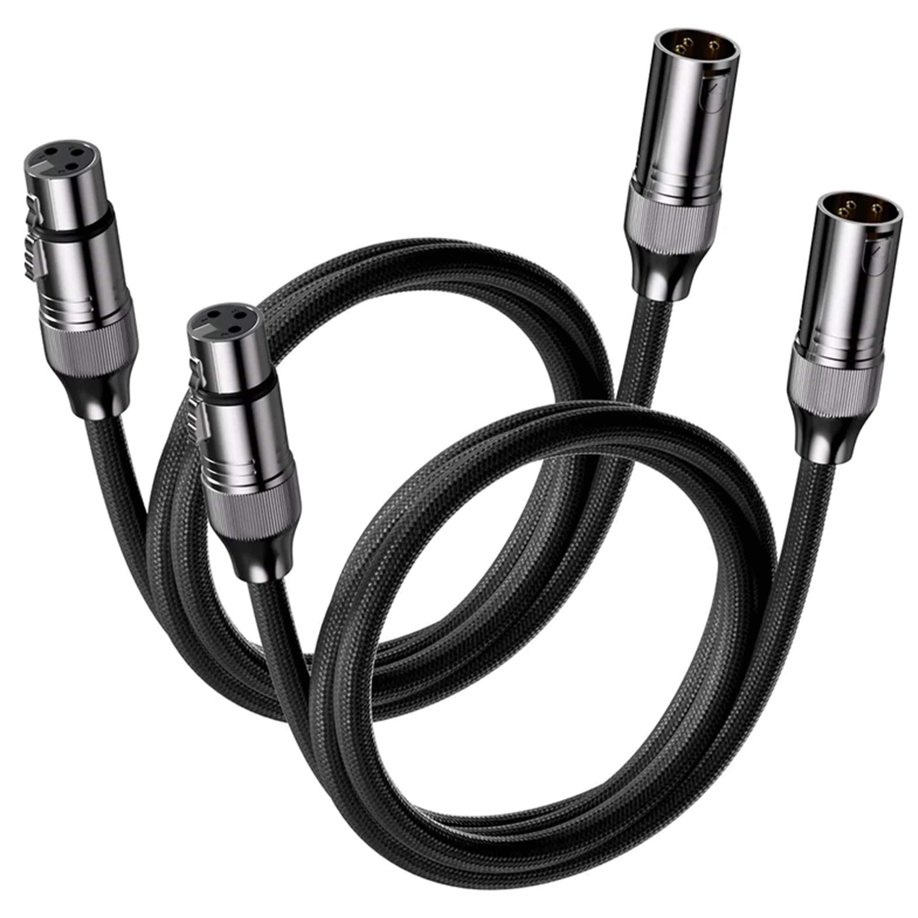 FOSI AUDIO Câble de Modulation Symétrique XLR Mâle vers XLR Femelle Blindé Cuivre OFC 1.2m (La Paire)