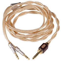 DDHIFI BC150G-LONG35 Câble Casque Symétrique Jack 4.4mm vers 2x Jack 3.5mm Argent 4N / Cuivre OCC 5N 1.45m