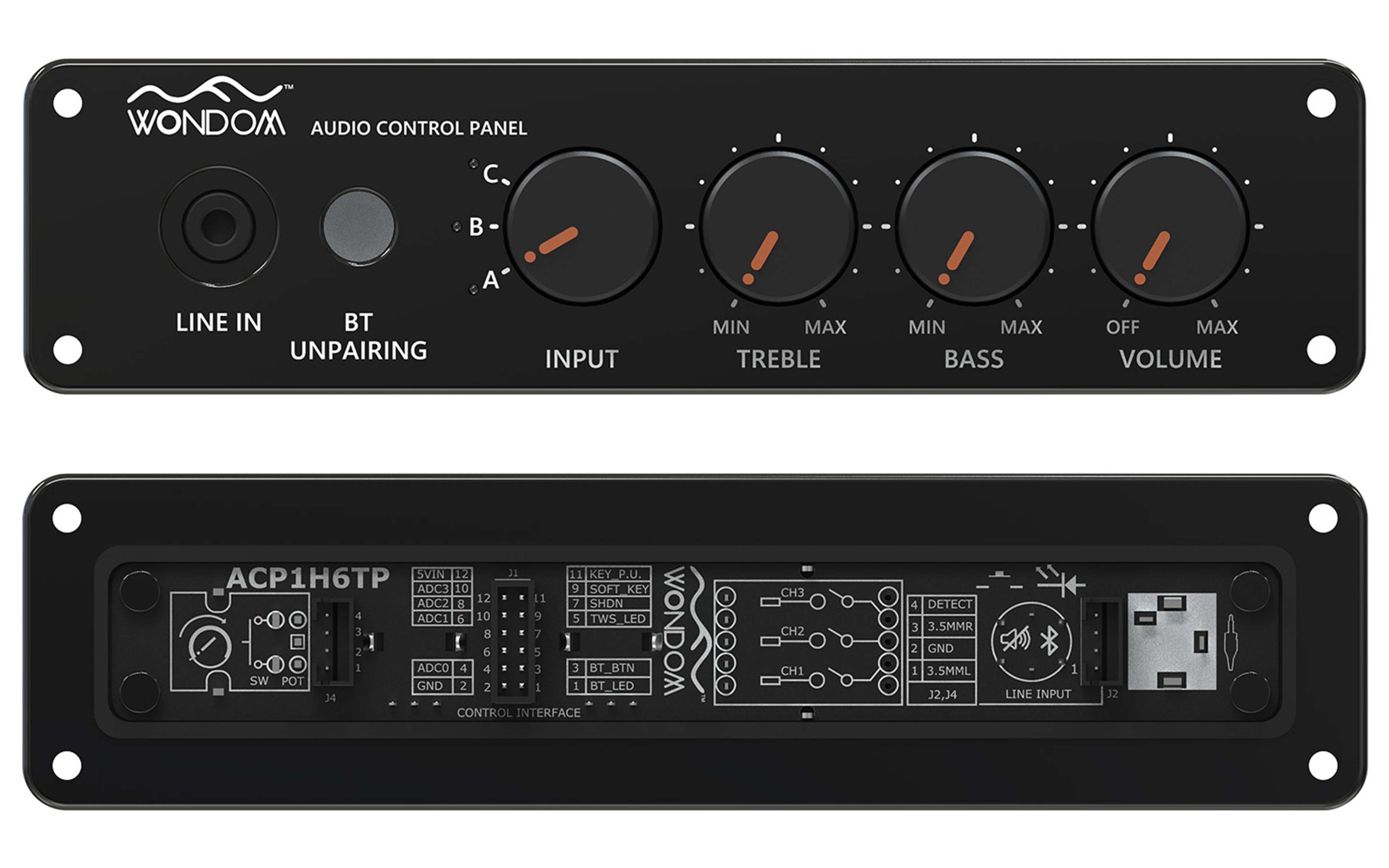 WONDOM AA-AA11482 ACP1H6TP Panneau de Commande Audio Entrée / Aigus / Graves pour JAB6 et GAB1