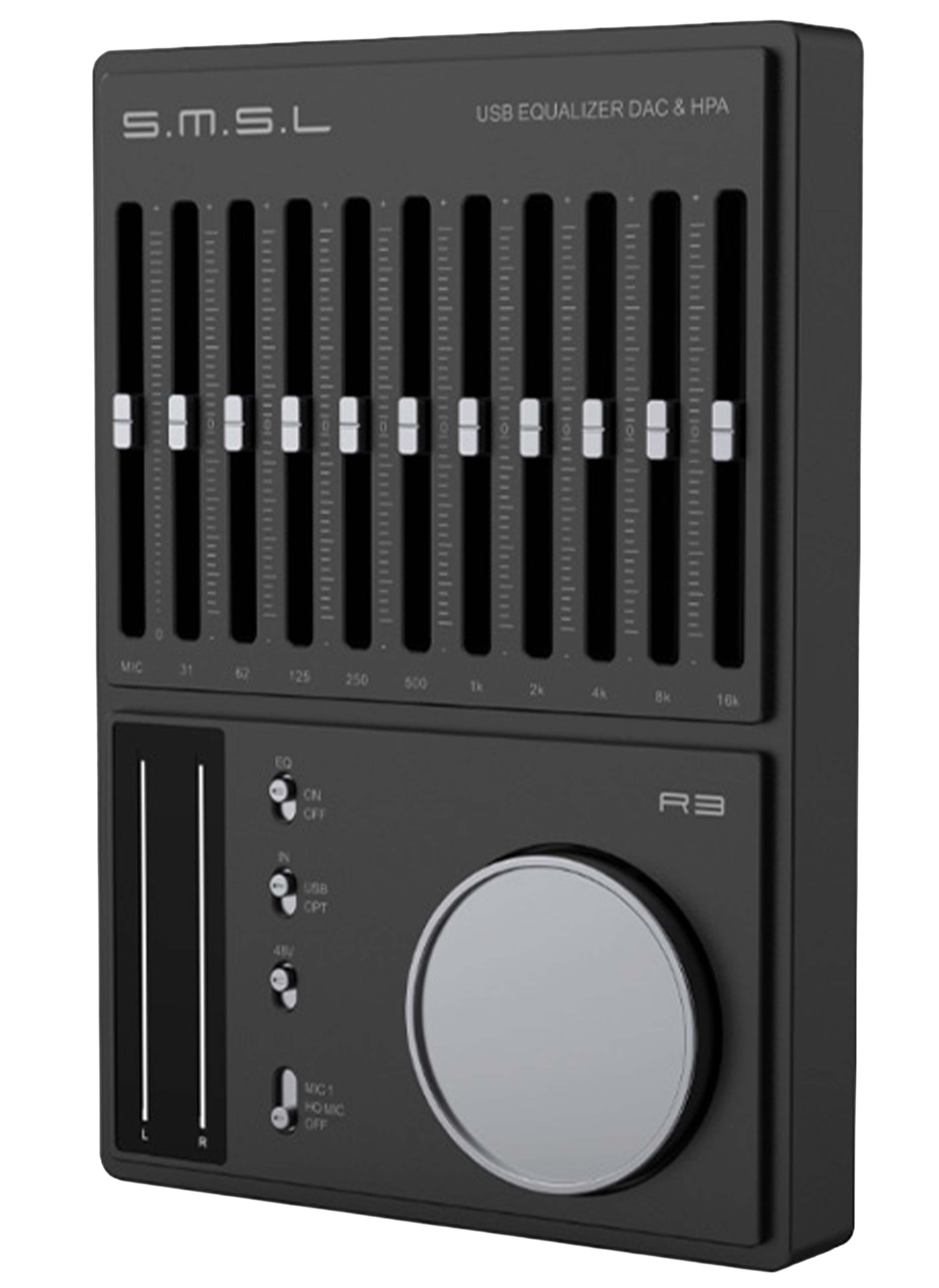 SMSL R3 DAC Amplificateur Casque Gaming avec Égaliseur / Vumètre CS43131 32bit 384kHz Noir