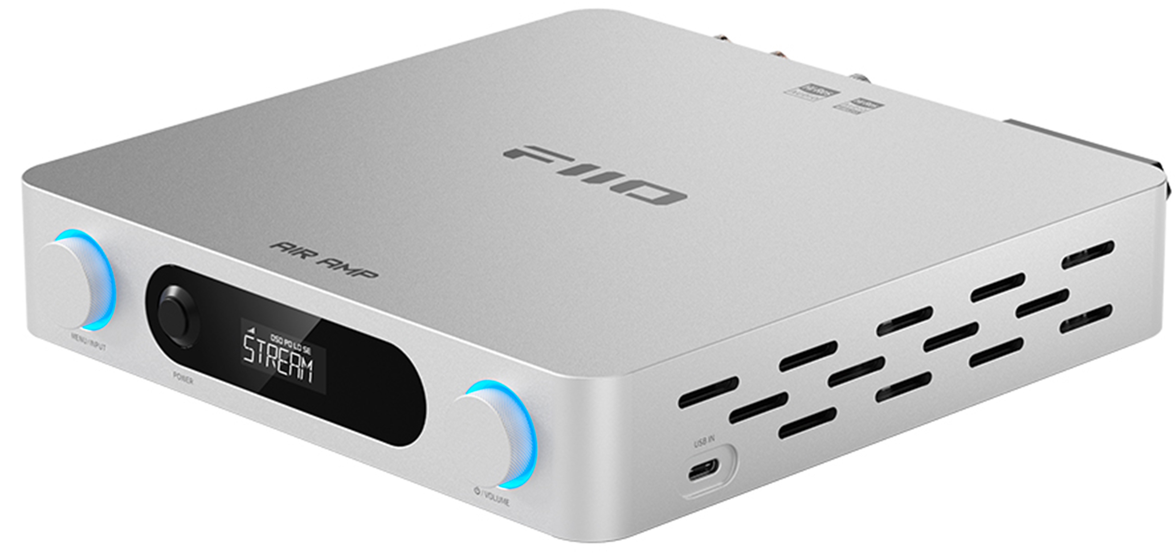 FIIO AIR AMP Amplificateur Connecté ES9020Q WiFi Bluetooth 2x120W 32bit 768kHz DSD512 Argent